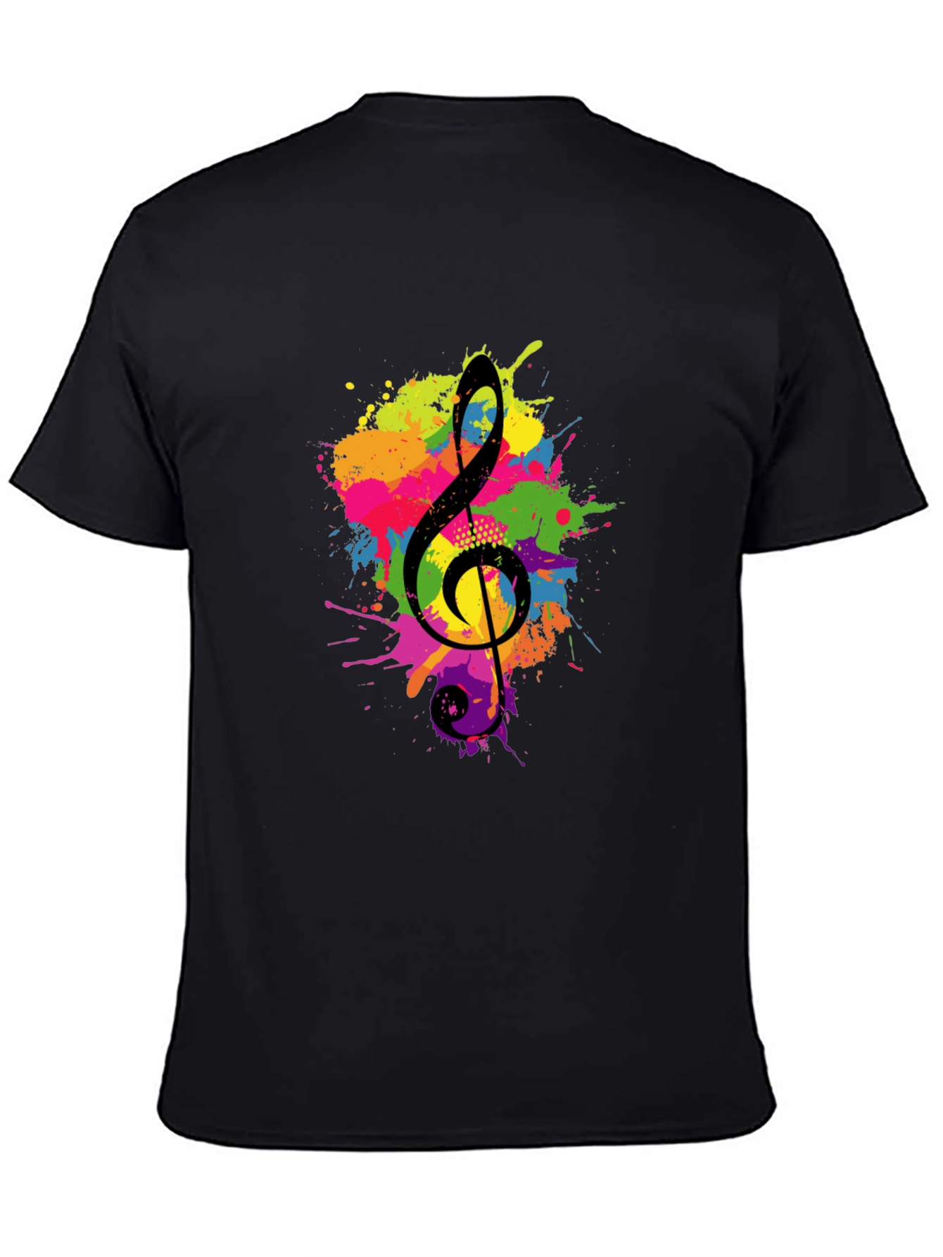 Black Treble Clef Splash Graphic Black T-Shirt view 4