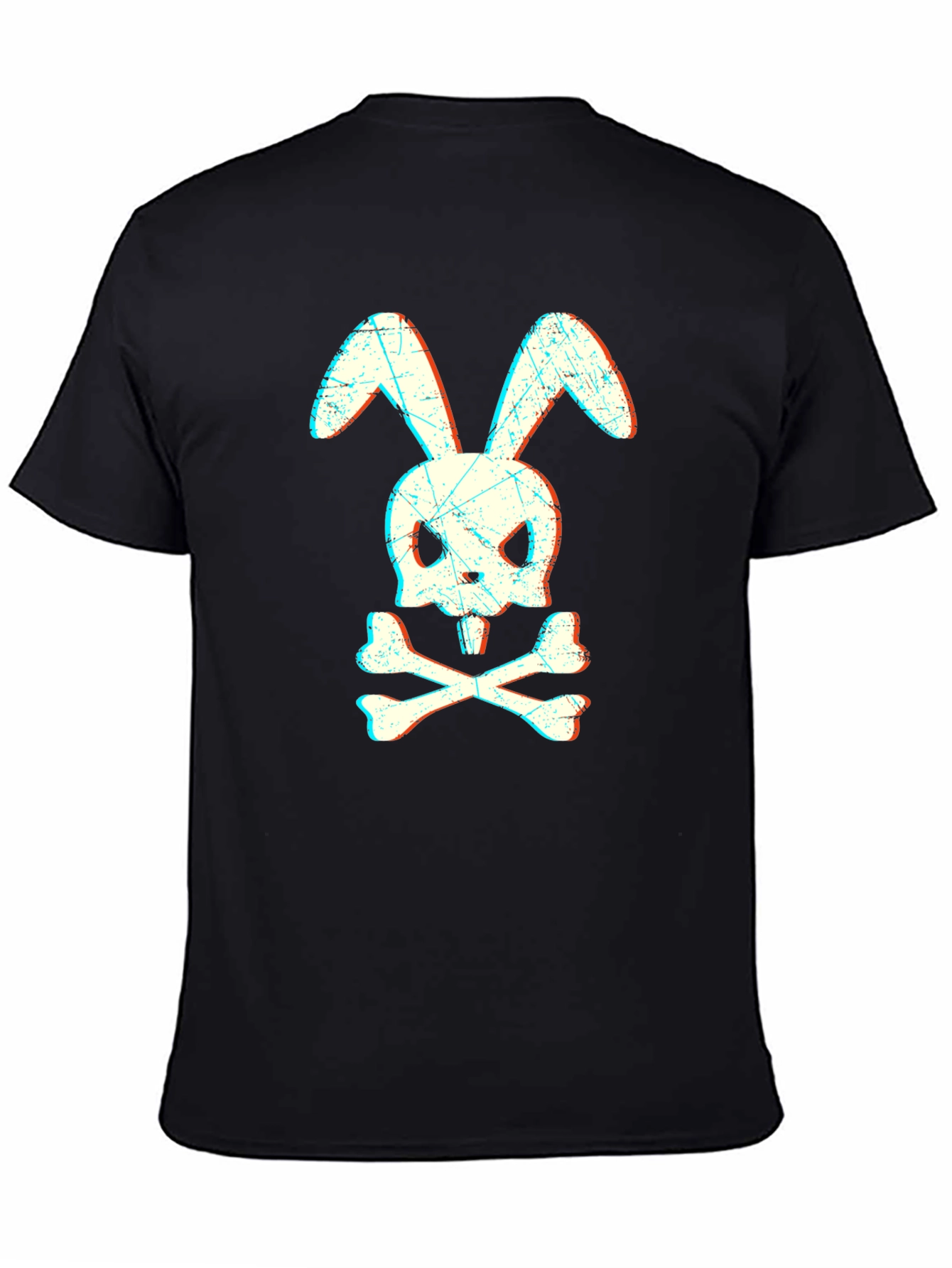 Black Skull Bunny Graphic T-Shirt - Edgy Streetwear view 4