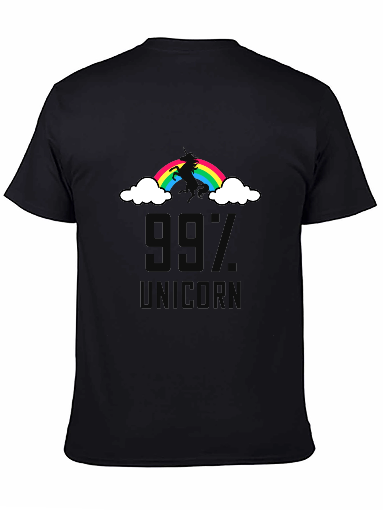 Black 99% Unicorn T-Shirt - Black Cotton Graphic Tee view 4
