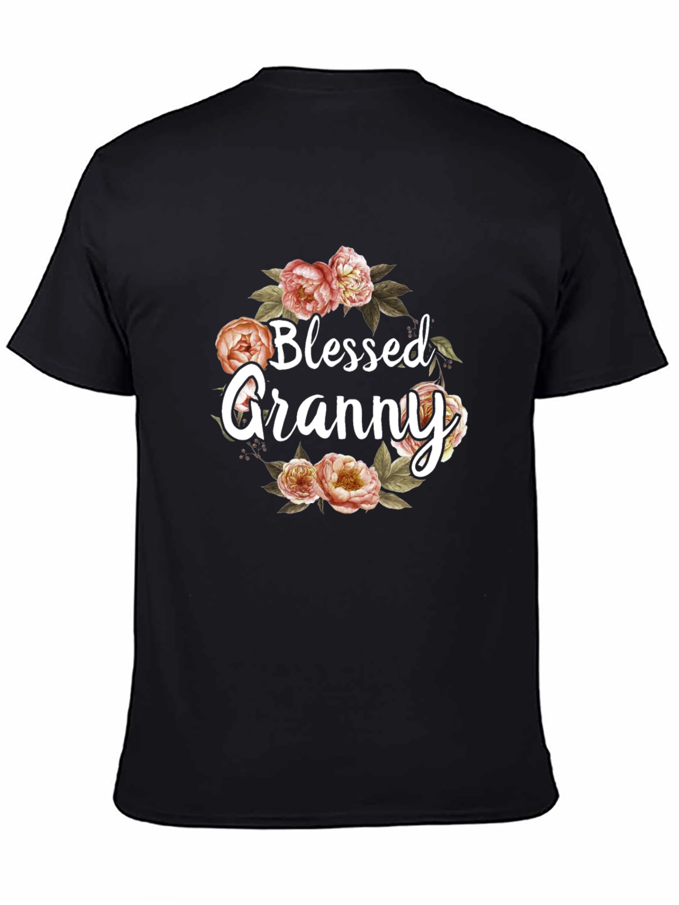 Black Blessed Granny Floral Graphic T-Shirt view 4