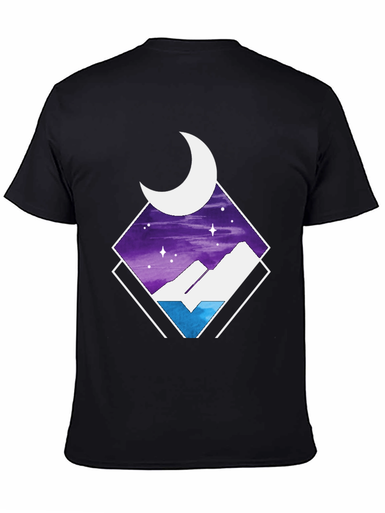 Black Night Sky Mountain T-Shirt view 4
