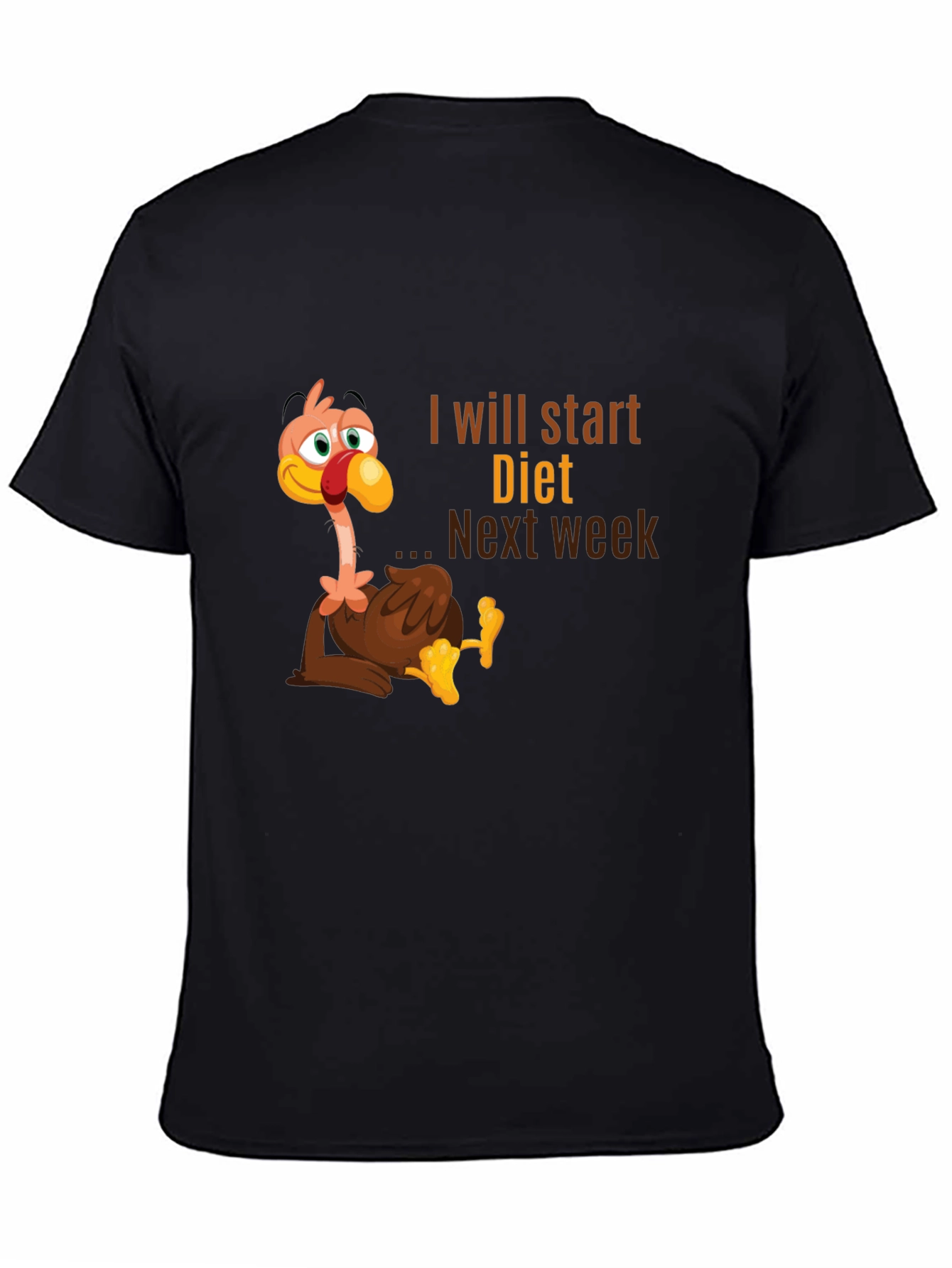 Black Funny Turkey Diet T-Shirt - Next Week view 4