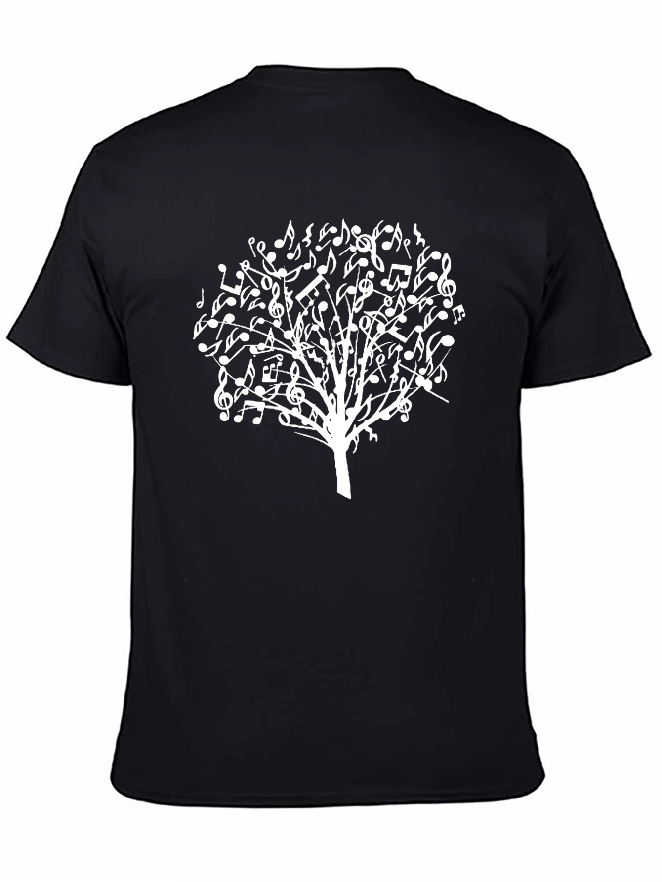 Black Music Note Tree Black T-Shirt view 4