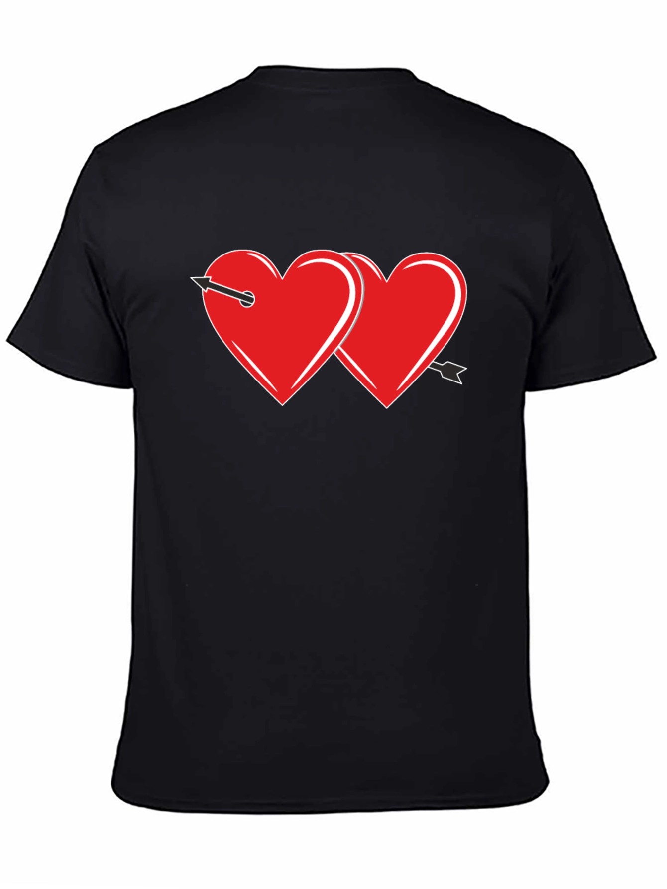 Black Heart Arrow Graphic Tee - Black Cotton Casual Shirt view 4