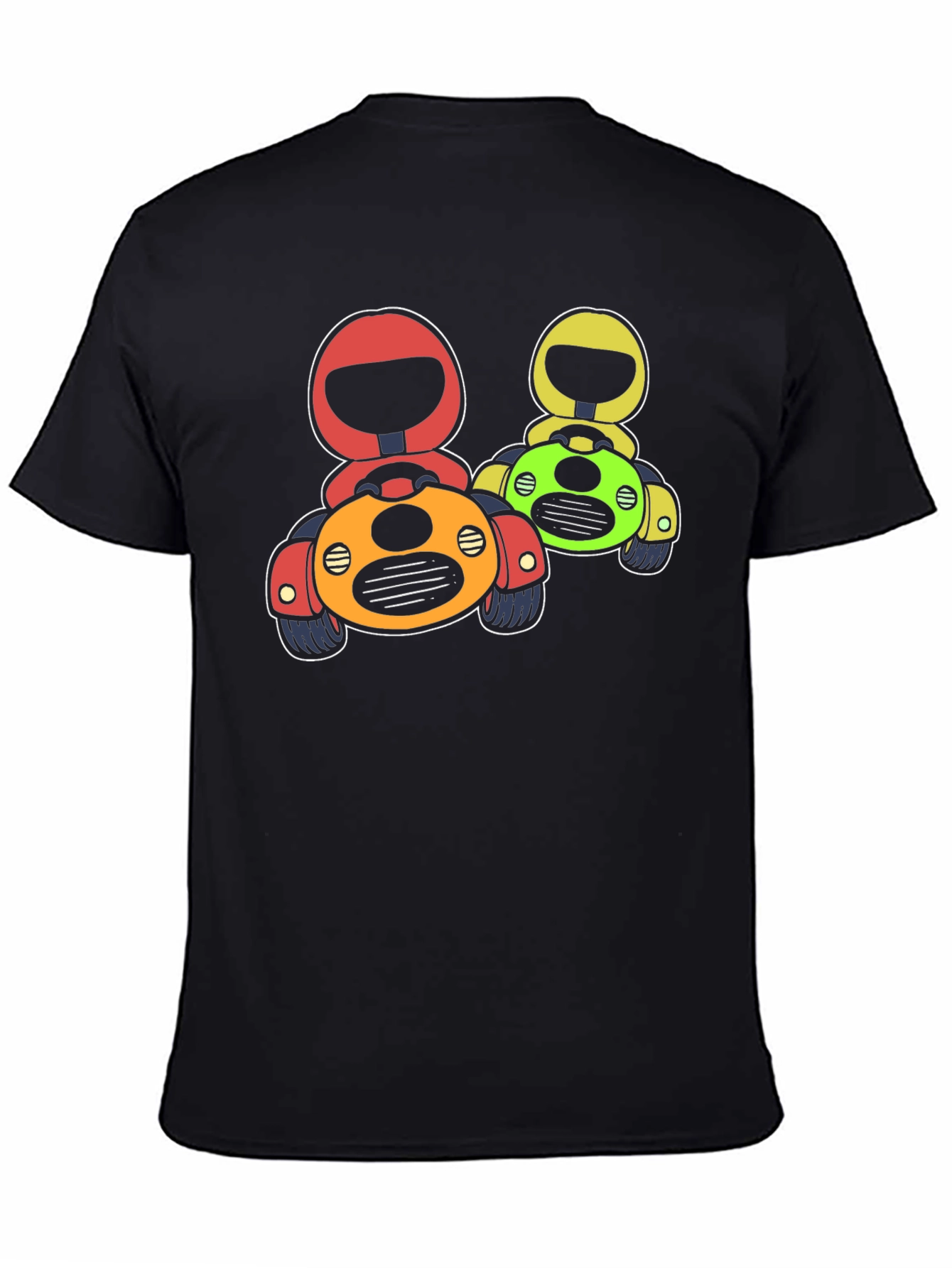 Black Cartoon Race Car Graphic T-Shirt view 4