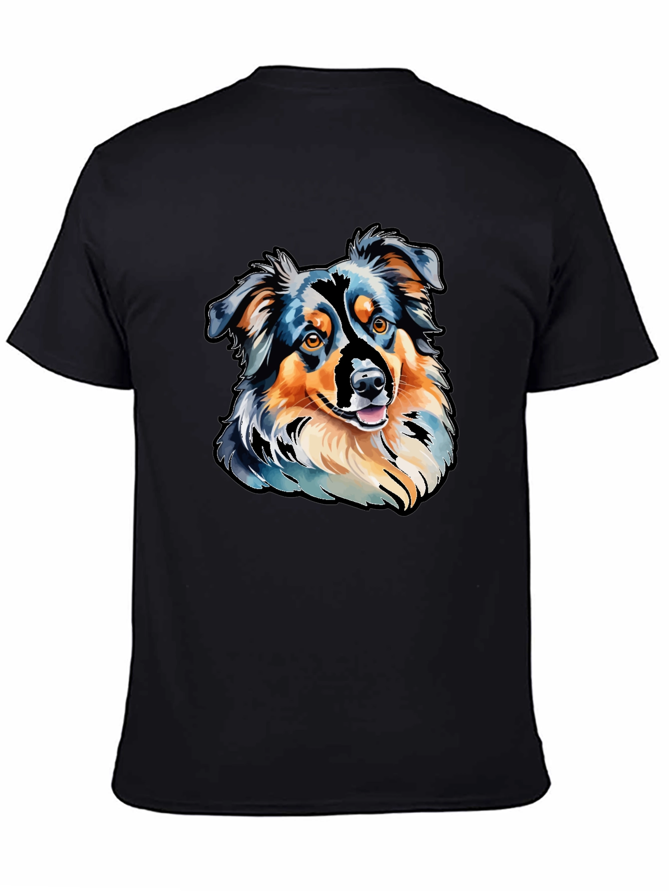 Black Aussie Dog Art T-Shirt view 4