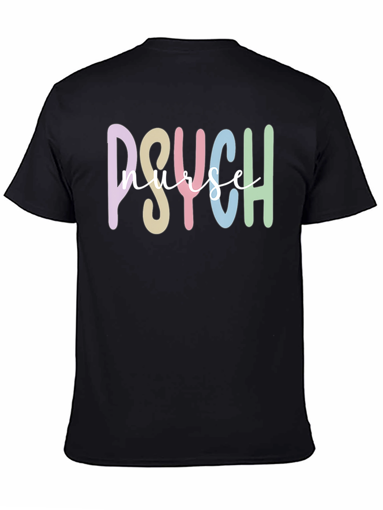 Black Psych Nurse Graphic Tee - Black Cotton T-Shirt view 4
