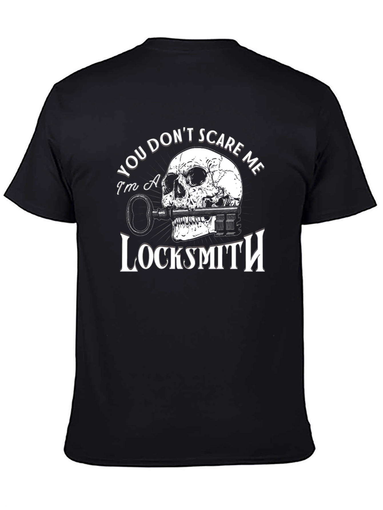 Black Locksmith Skull Graphic T-Shirt - You Don't Scare Me view 4