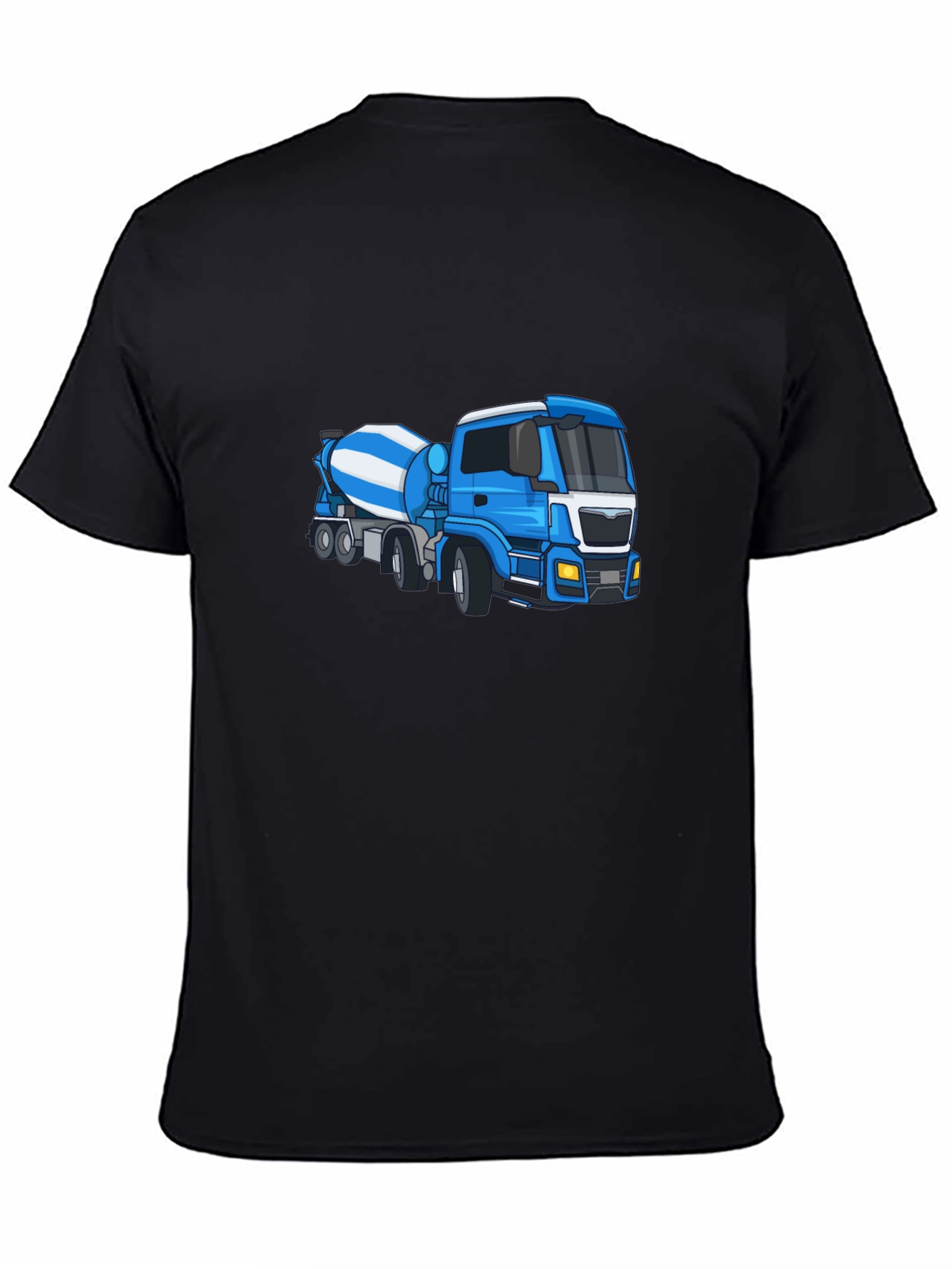 Black Black Tee with Blue Cement Mixer Truck Graphic view 4