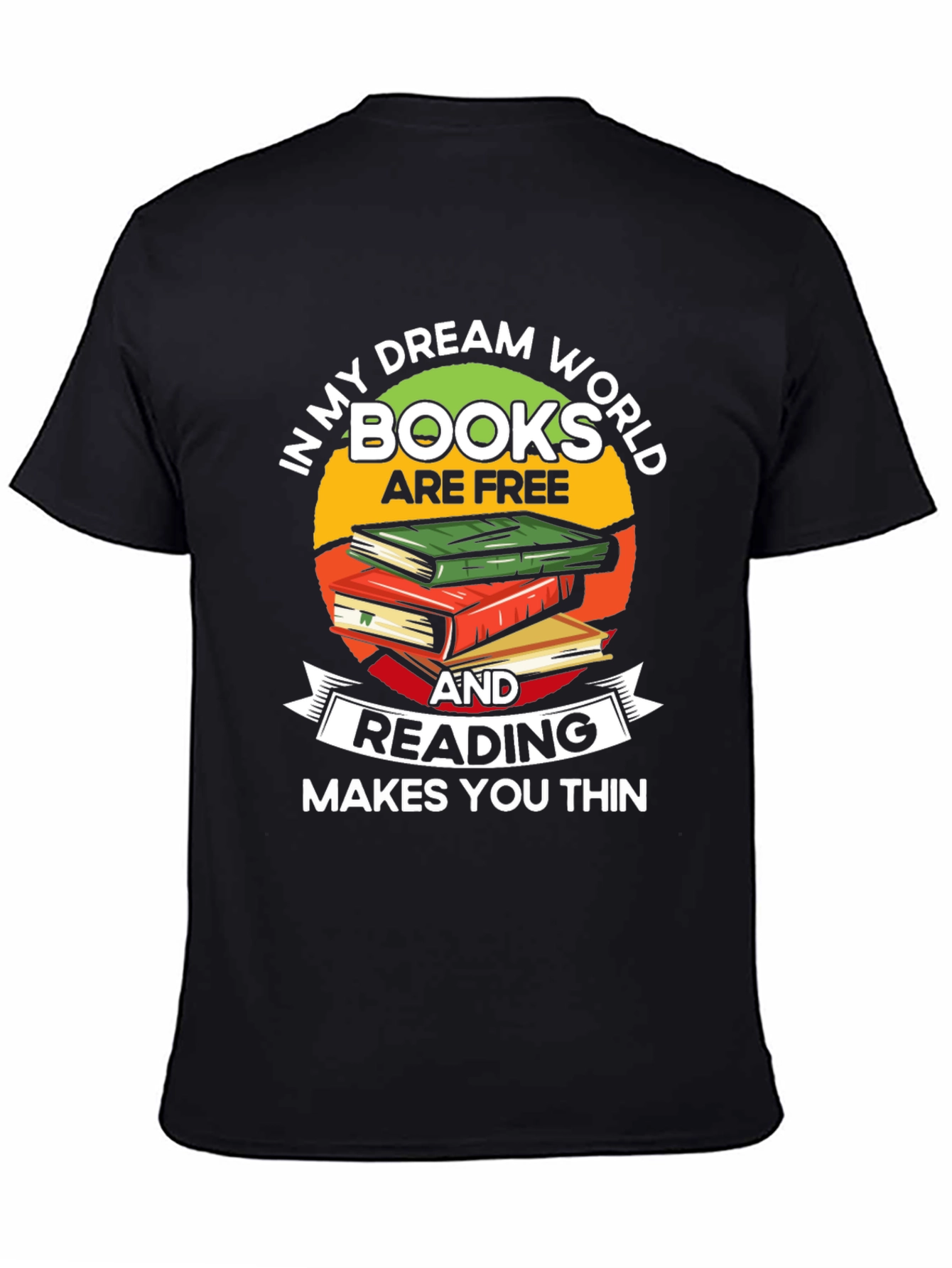 Black Book Lover T-Shirt: Reading Makes You Thin view 4