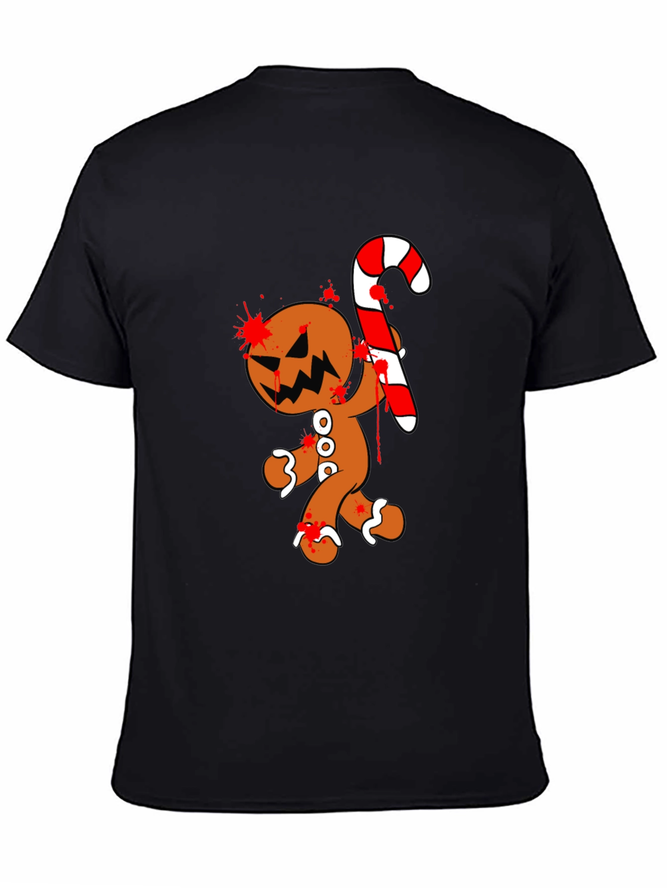 Black Bloody Gingerbread Horror Graphic Tee view 4