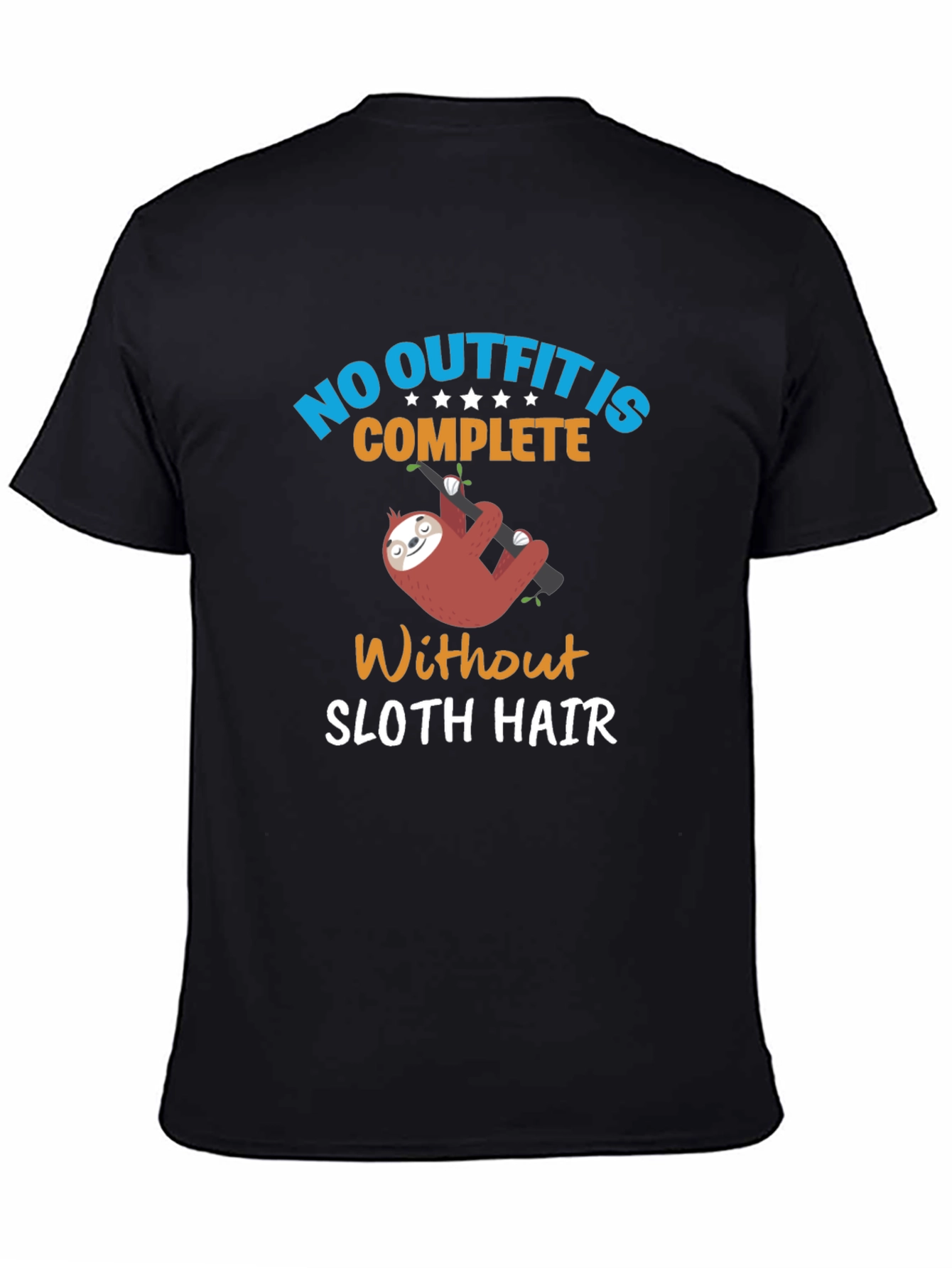 Black Sloth Hair T-Shirt - Funny Graphic Tee for Animal Lovers view 4