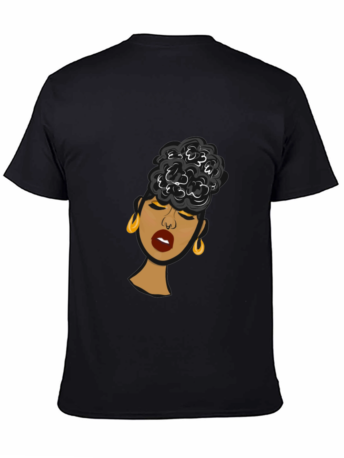 Black Black Woman Graphic Tee - Stylish Afro Puff Design view 4