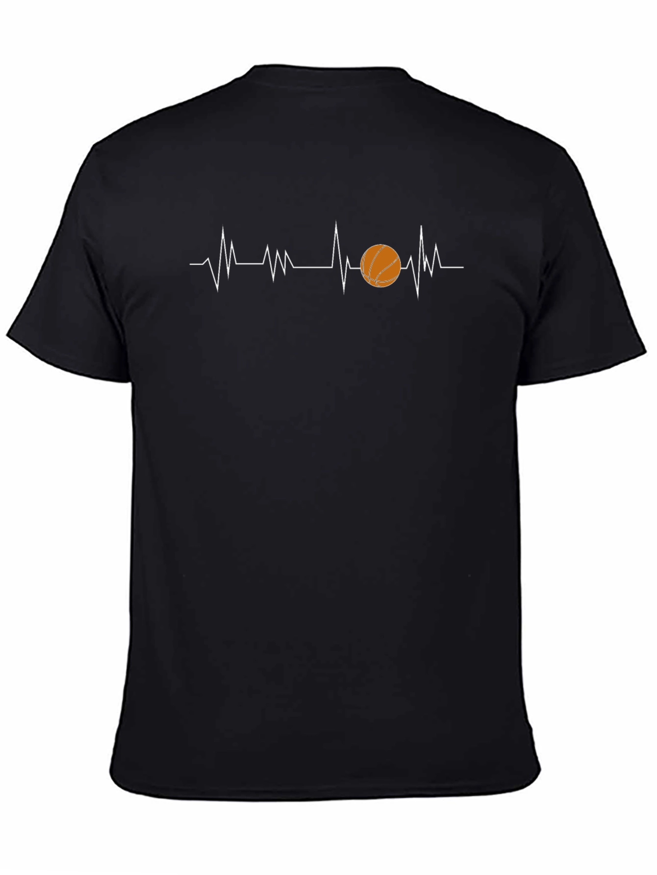 Black Basketball Heartbeat T-Shirt - Sporty Graphic Tee view 4