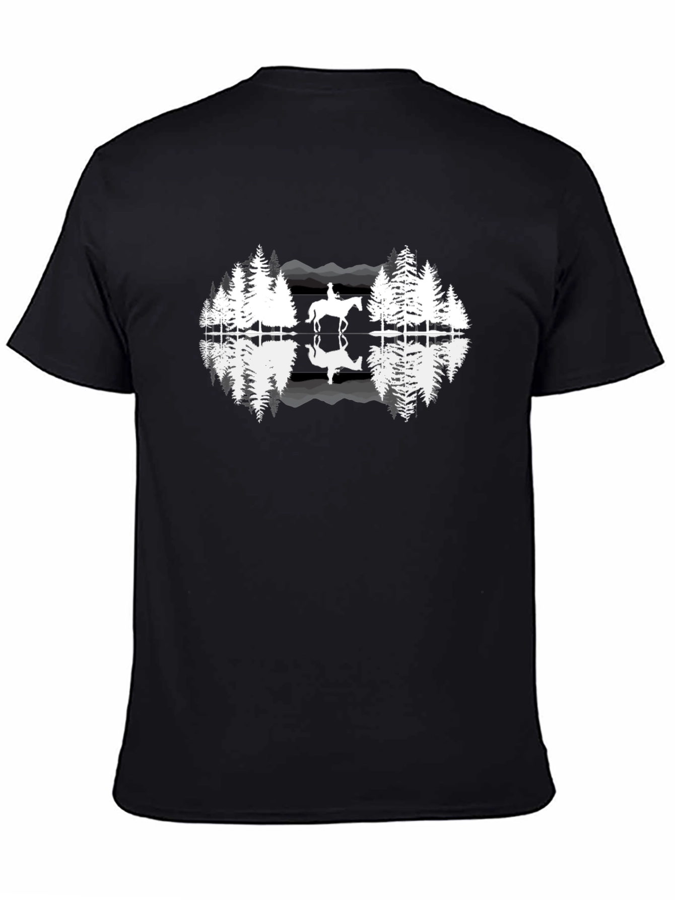 Black Horse & Forest Reflection Graphic Tee view 4