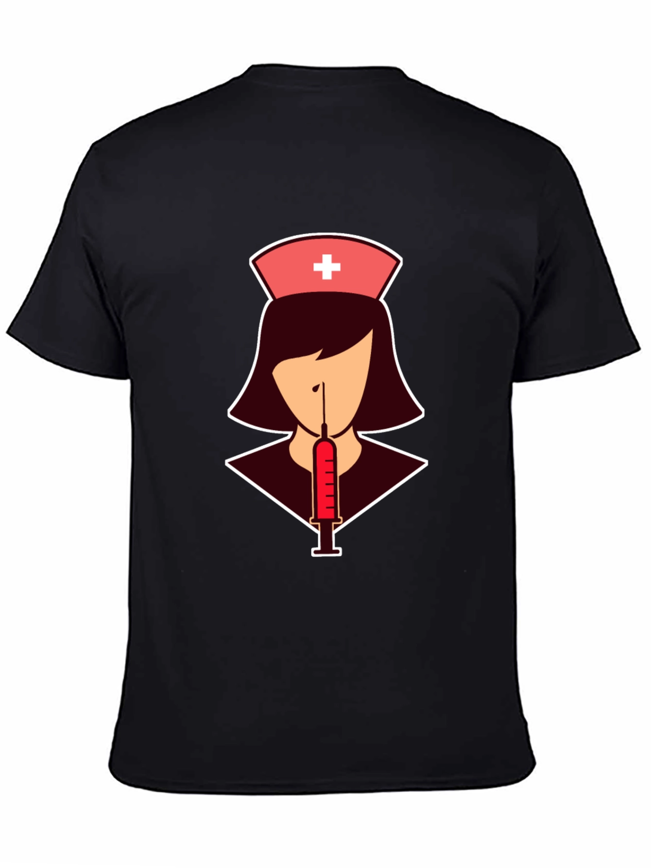 Black Nurse Syringe T-Shirt: Stylish Graphic Tee view 4