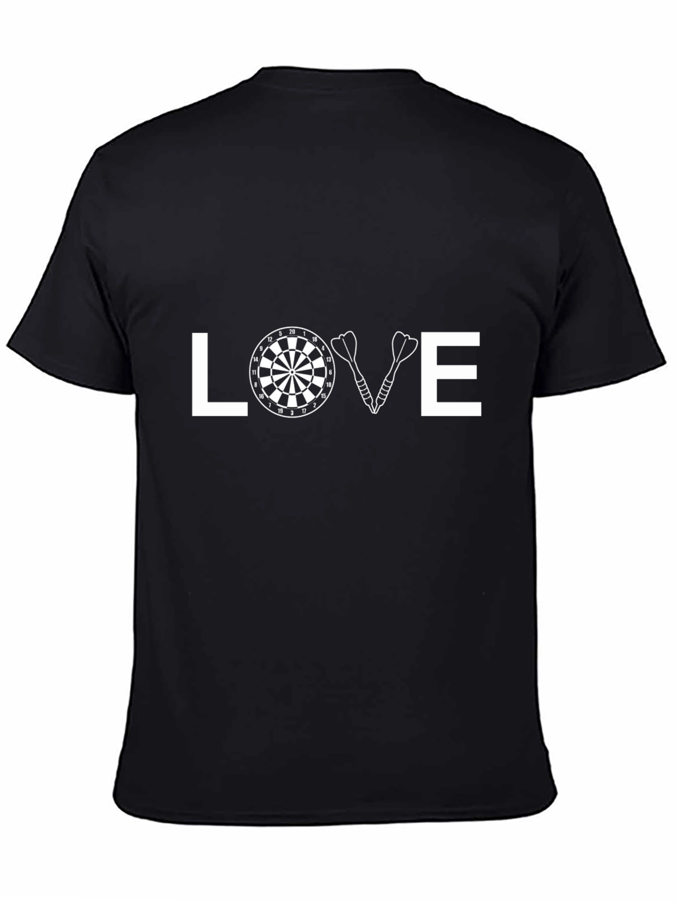 Black Darts Love T-Shirt - Casual Black Tee for Dart Players view 4