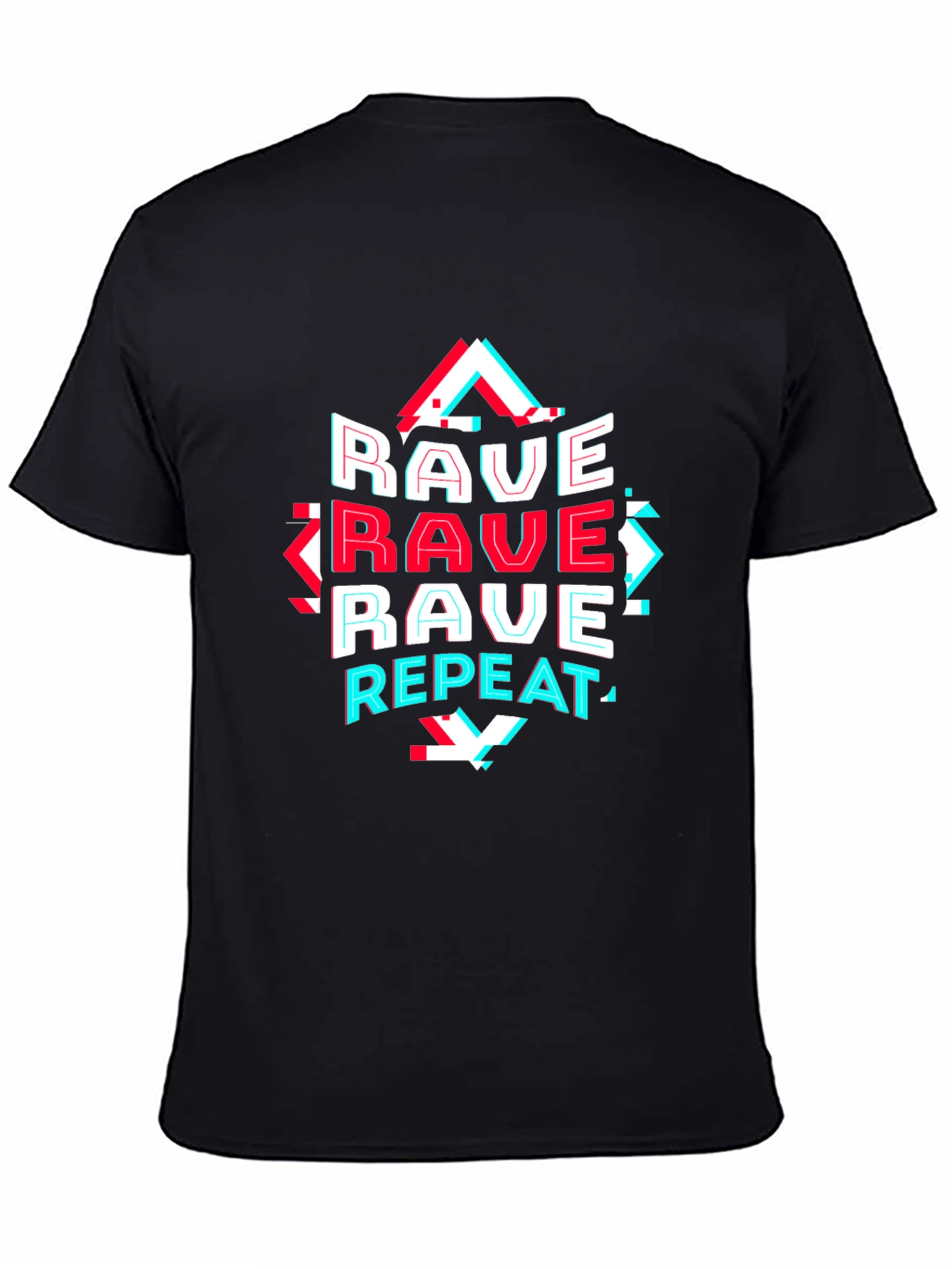 Black Rave Repeat Graphic Tee - EDM Festival Shirt view 4
