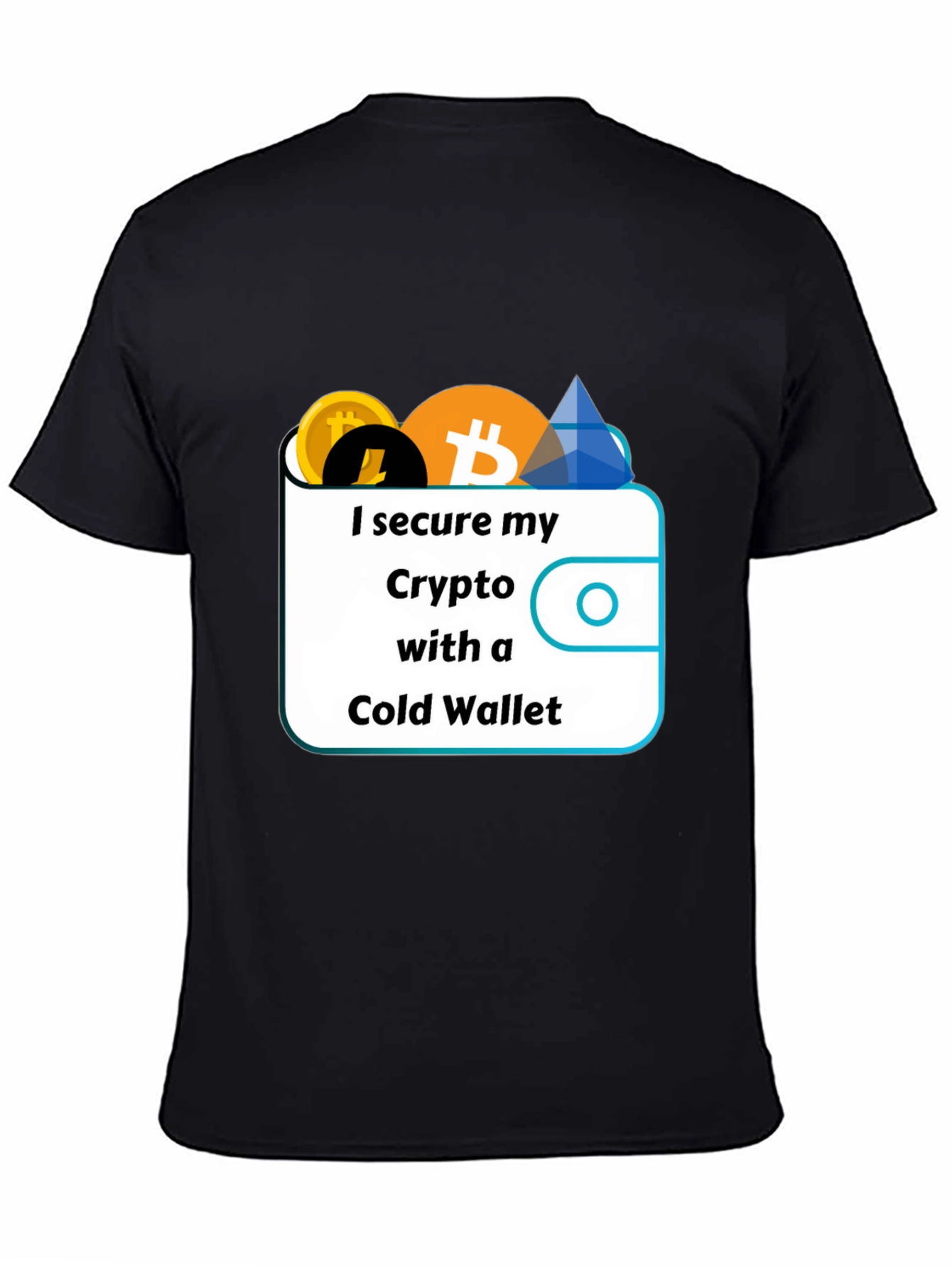 Black Secure Crypto Cold Wallet T-Shirt view 4