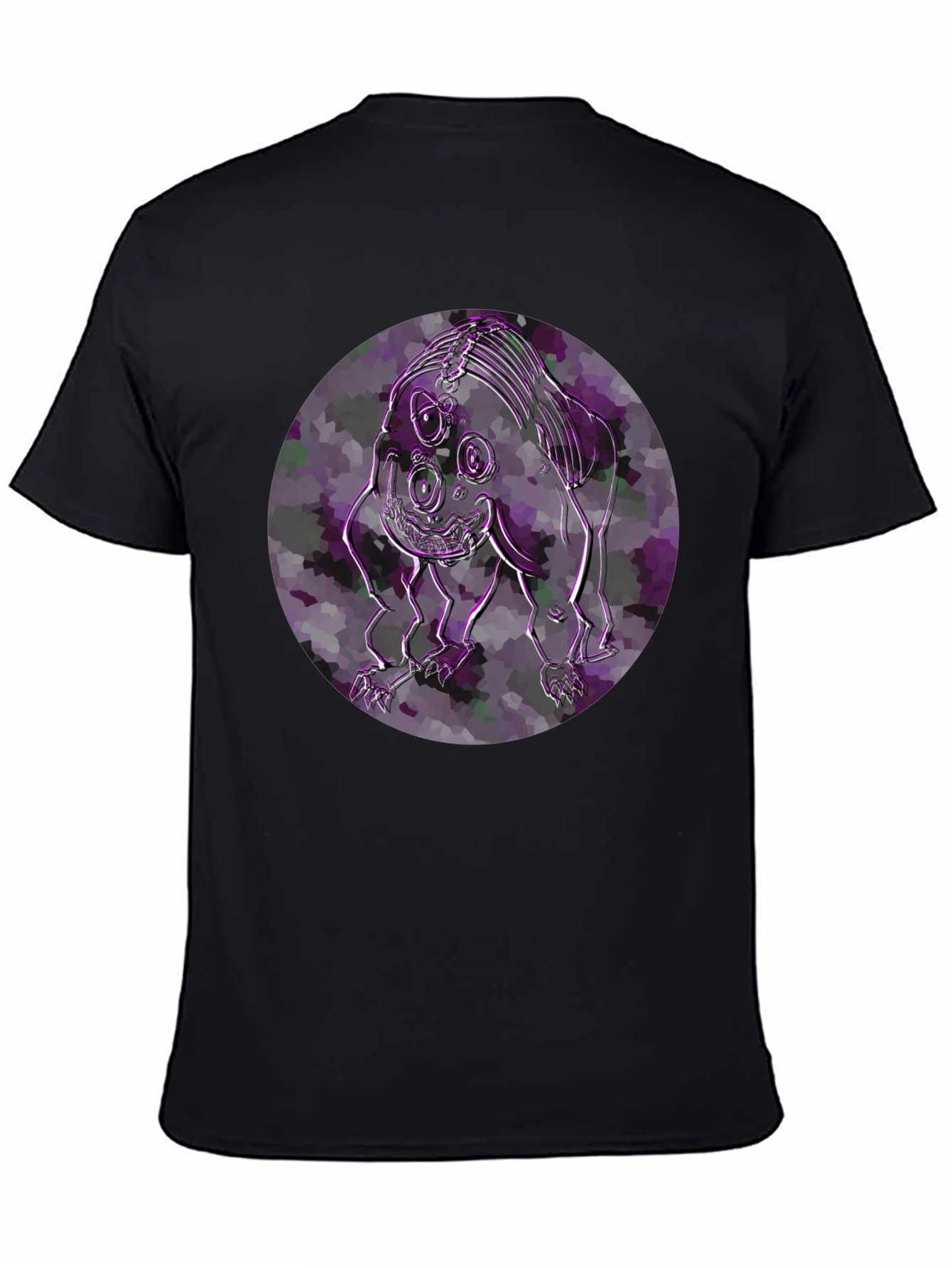 Black Abstract Creature Graphic T-Shirt - Modern Art Tee view 4