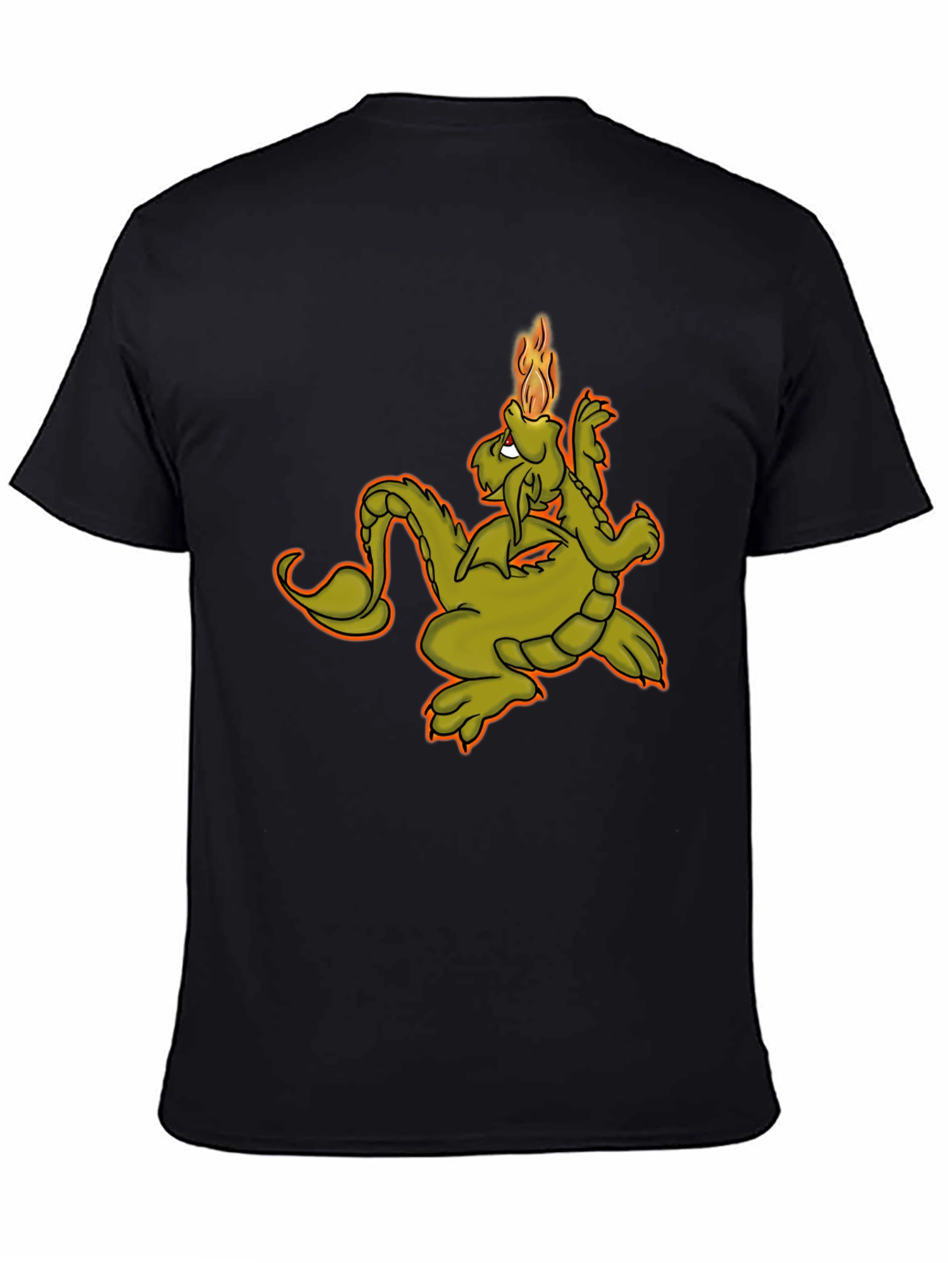 Black Dragon Fire T-Shirt - Black Graphic Tee view 4