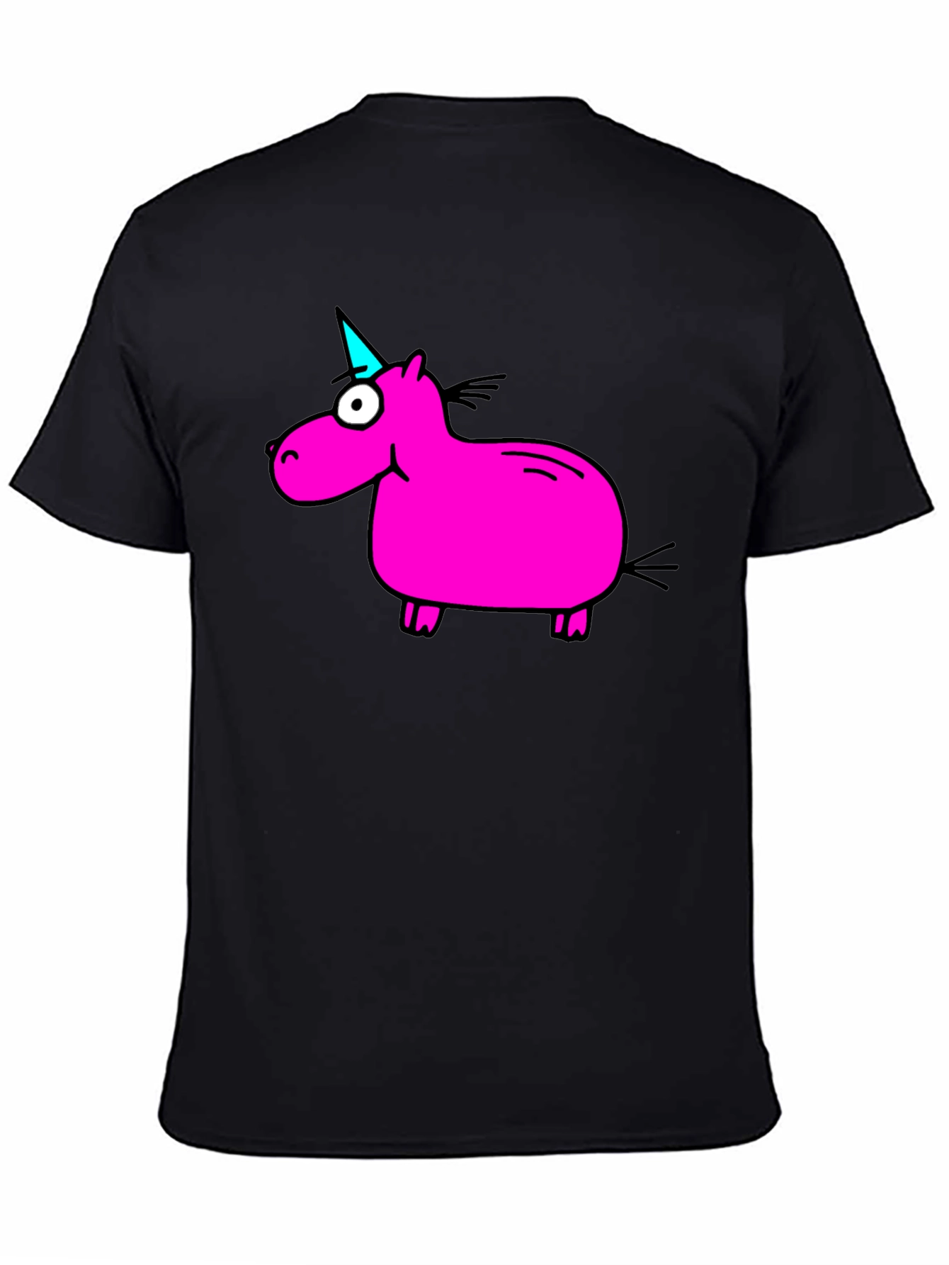 Black Funny Pink Unicorn Graphic T-Shirt - Black view 4
