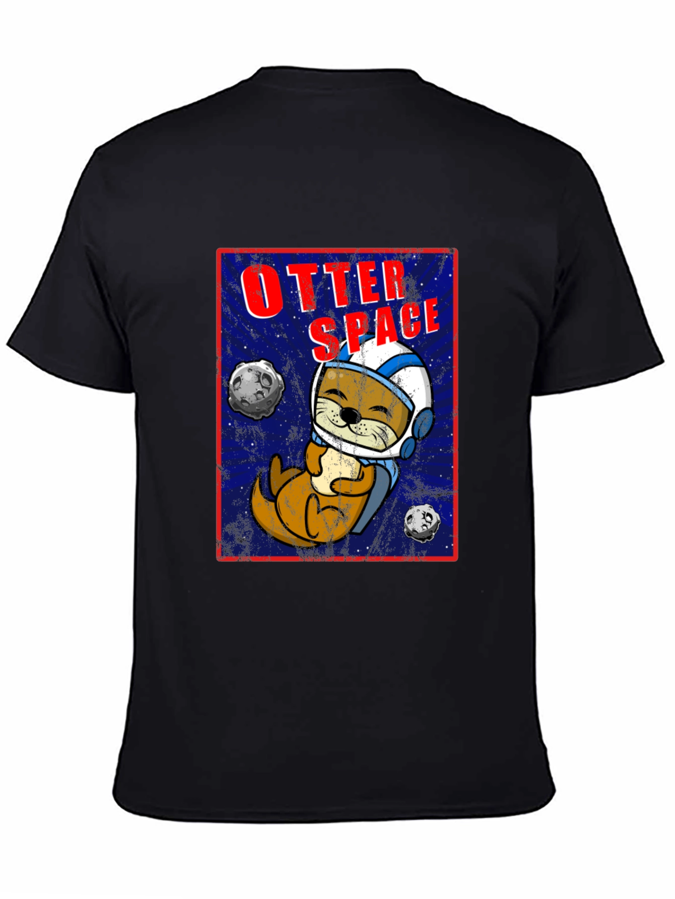 Black Otter Space Graphic T-Shirt - Funny Animal Tee view 4