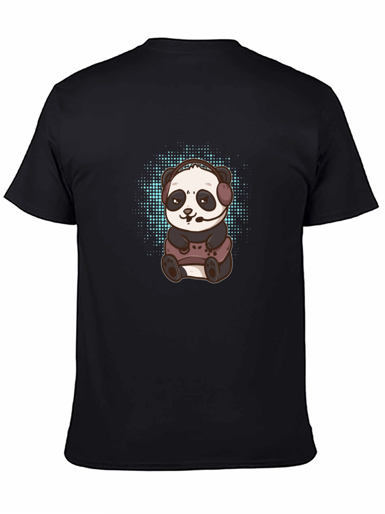Black Gamer Panda Graphic Tee - Black Cotton T-Shirt view 4