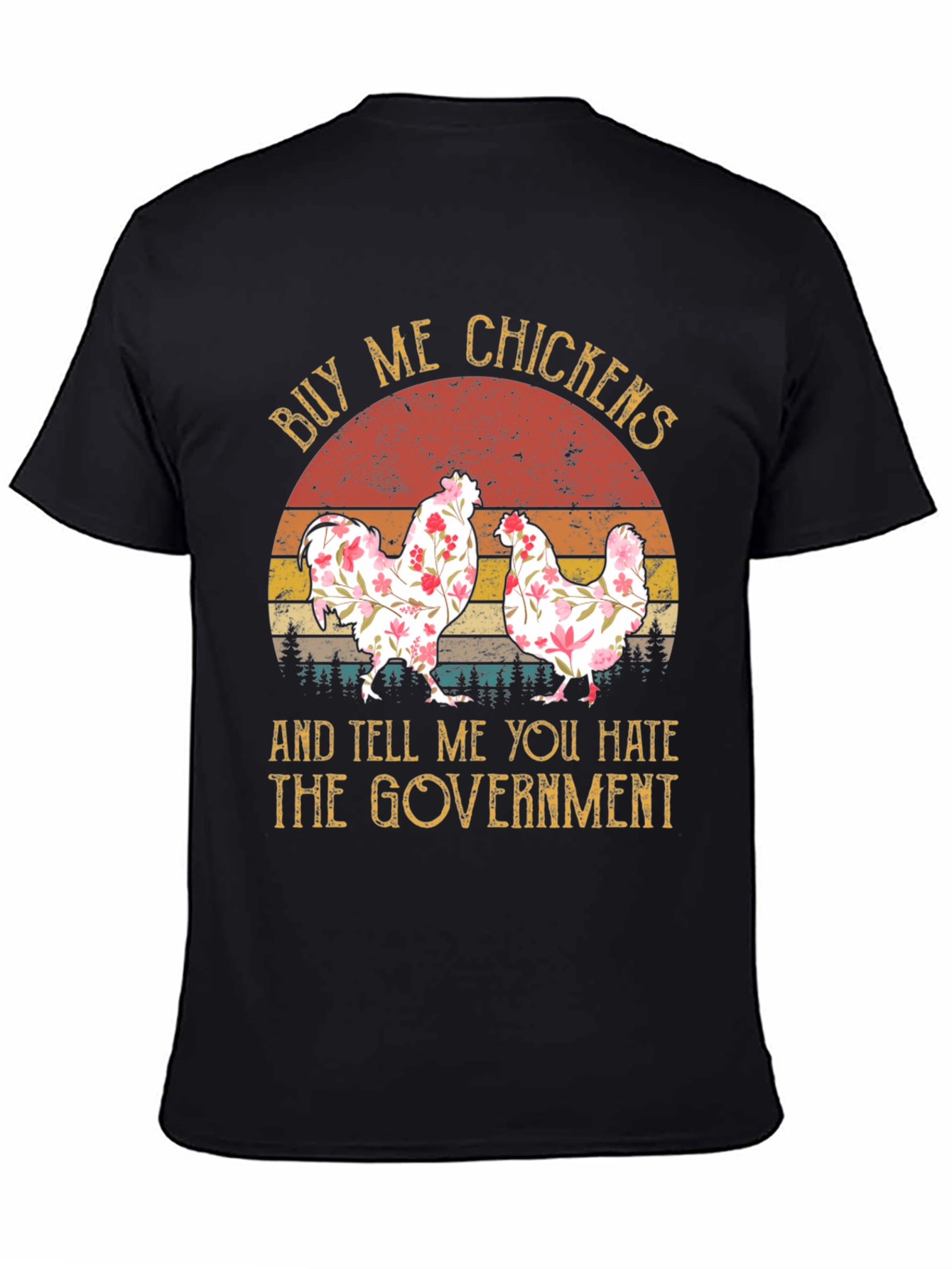 Black Buy Me Chickens Funny Graphic Tee view 4