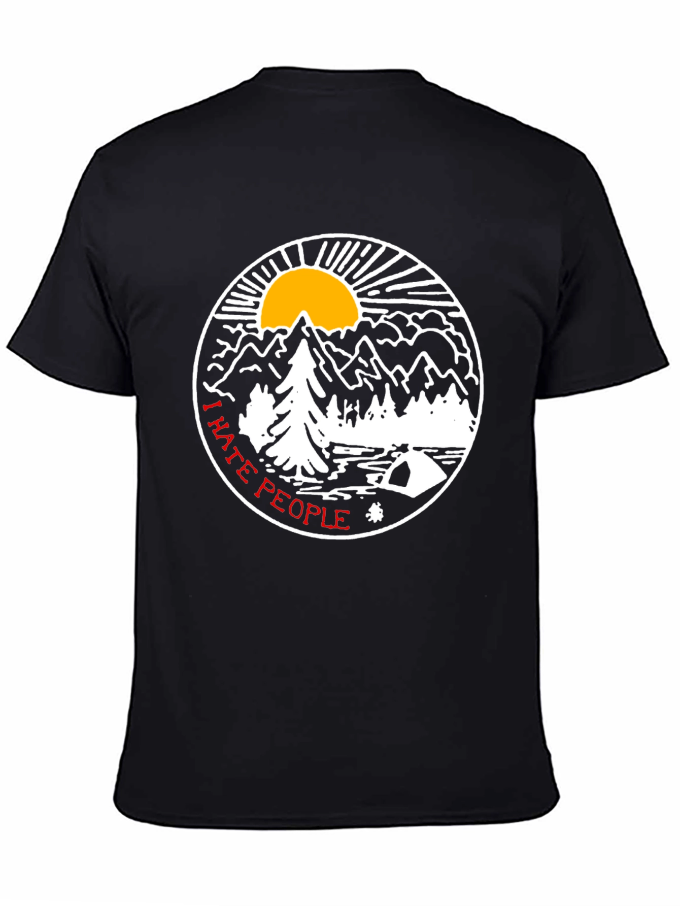 Black I Hate People T-Shirt - Outdoors Graphic Tee view 4