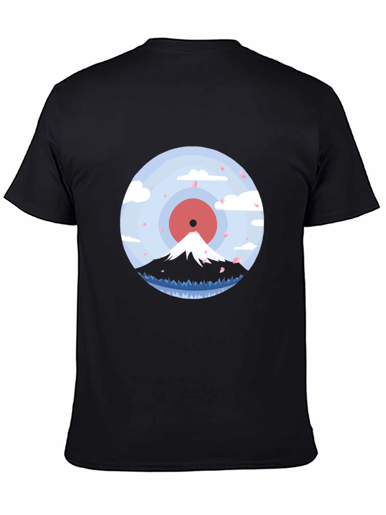 Black Japanese Art Vinyl Record Style Graphic T-Shirt view 4