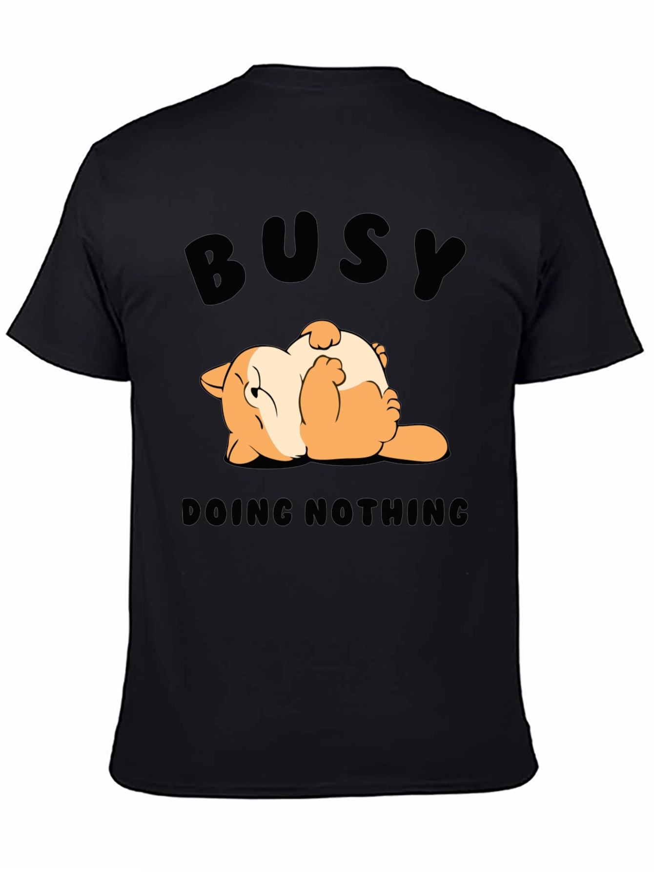 Black Busy Doing Nothing T-Shirt Funny Cat Design view 4