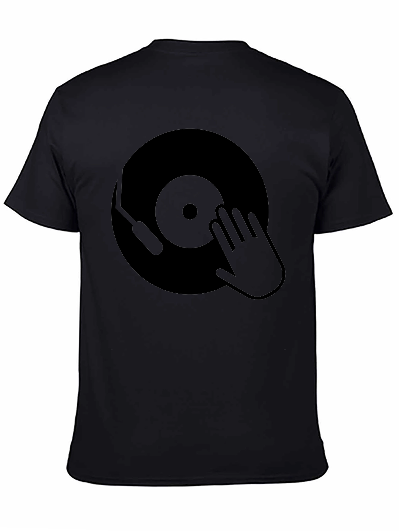Black DJ Vinyl Record Graphic Tee - Black Cotton T-Shirt view 4