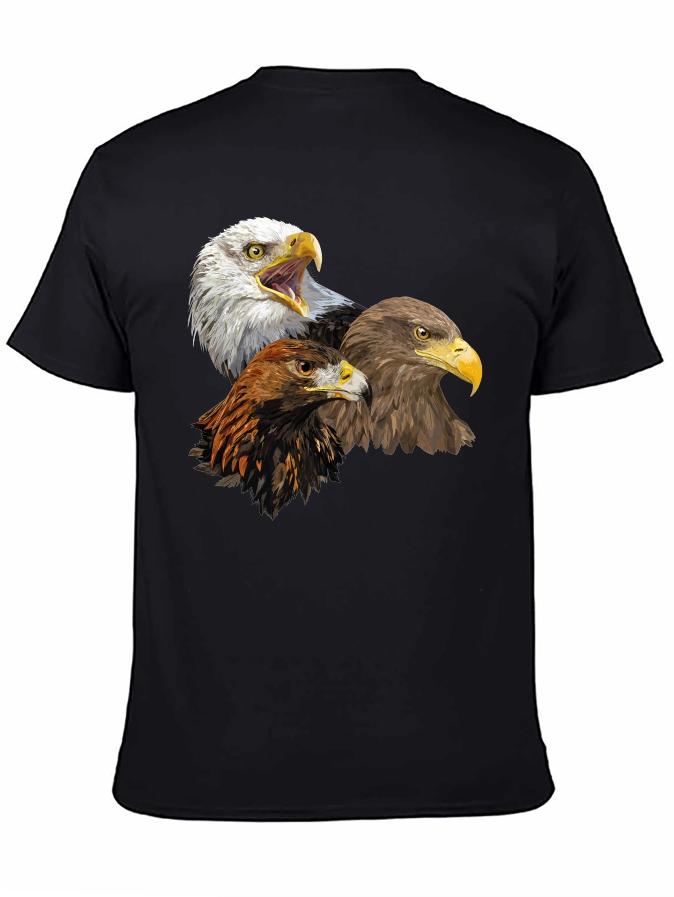 Black Eagle Trio Graphic Tee - Black Cotton Shirt view 4