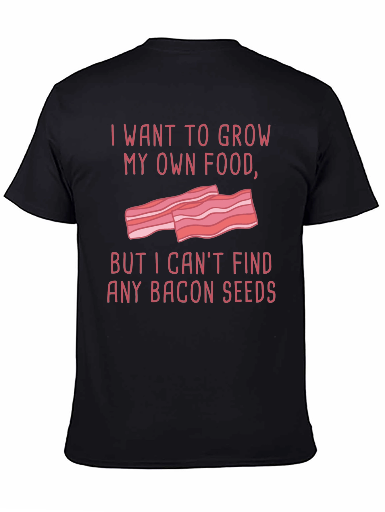 Black Funny Bacon Seeds Graphic T-Shirt view 4