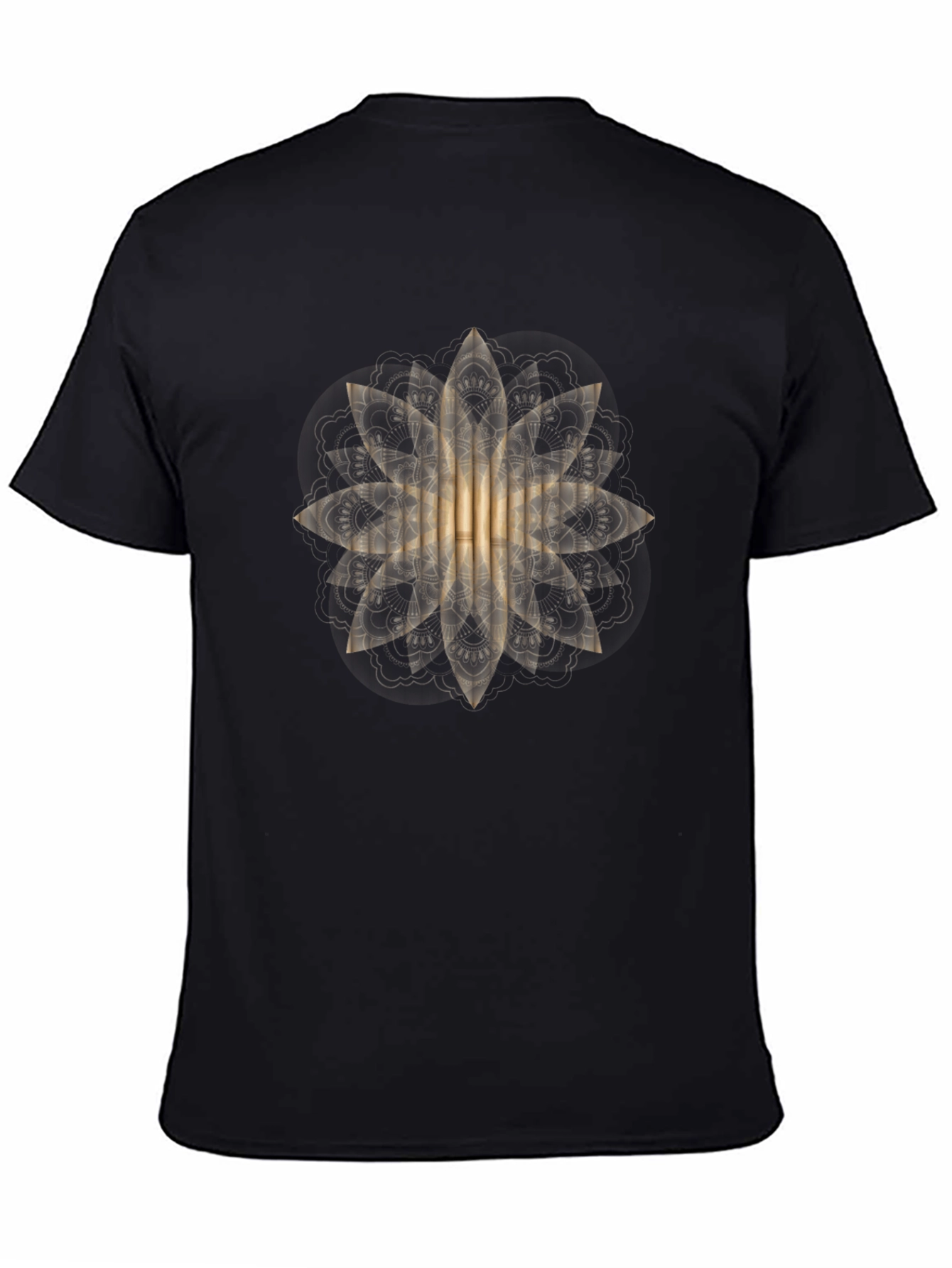 Black Golden Mandala Graphic Black T-Shirt view 4