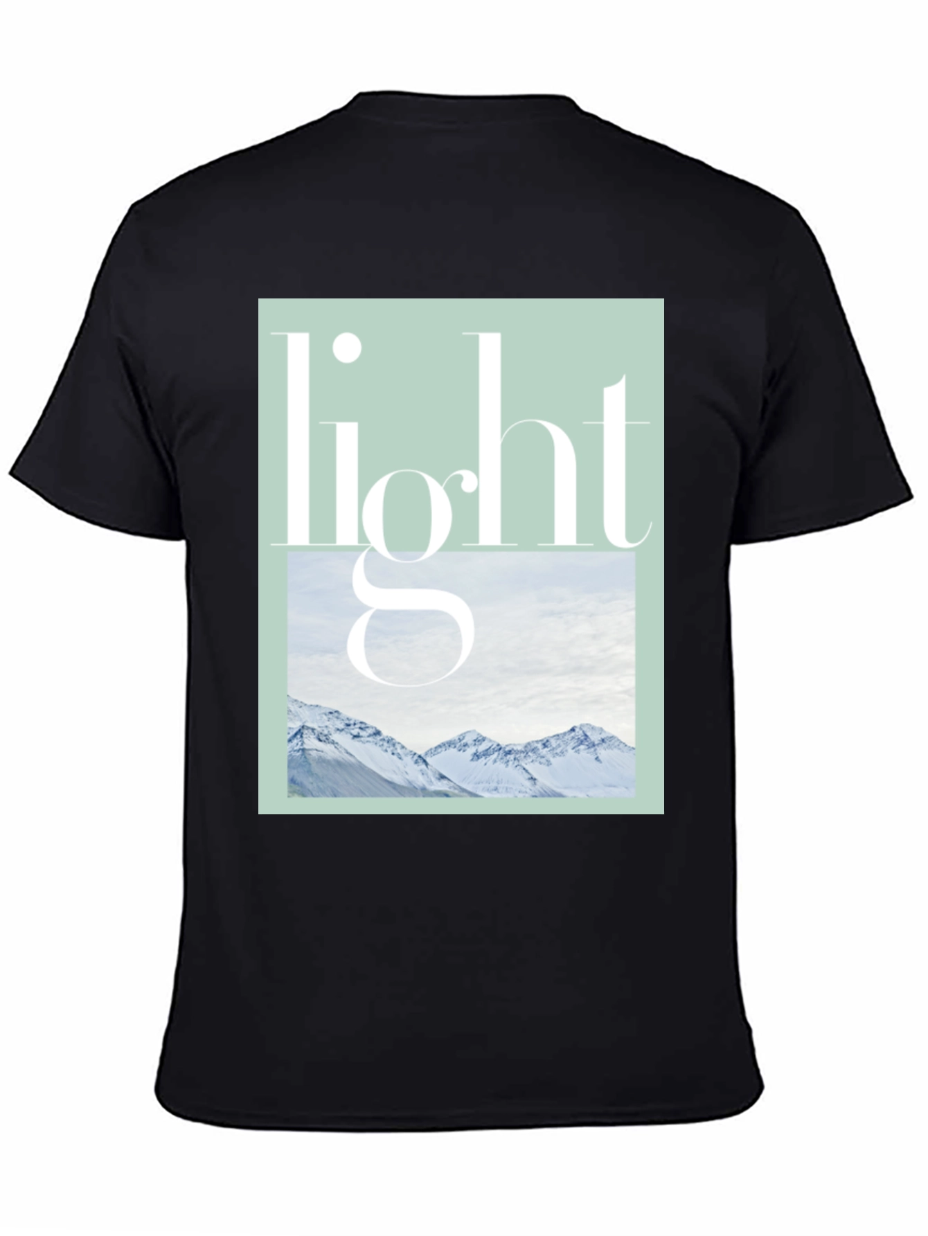 Black Modern "Light" Graphic Print Black T-Shirt view 4