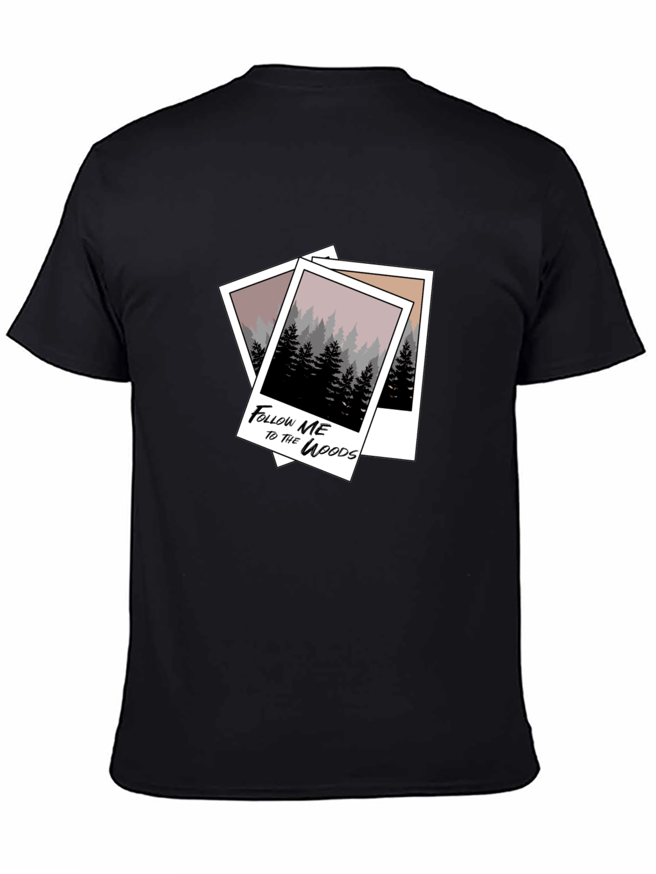Black Follow Me to the Woods Graphic Tee - Black view 4