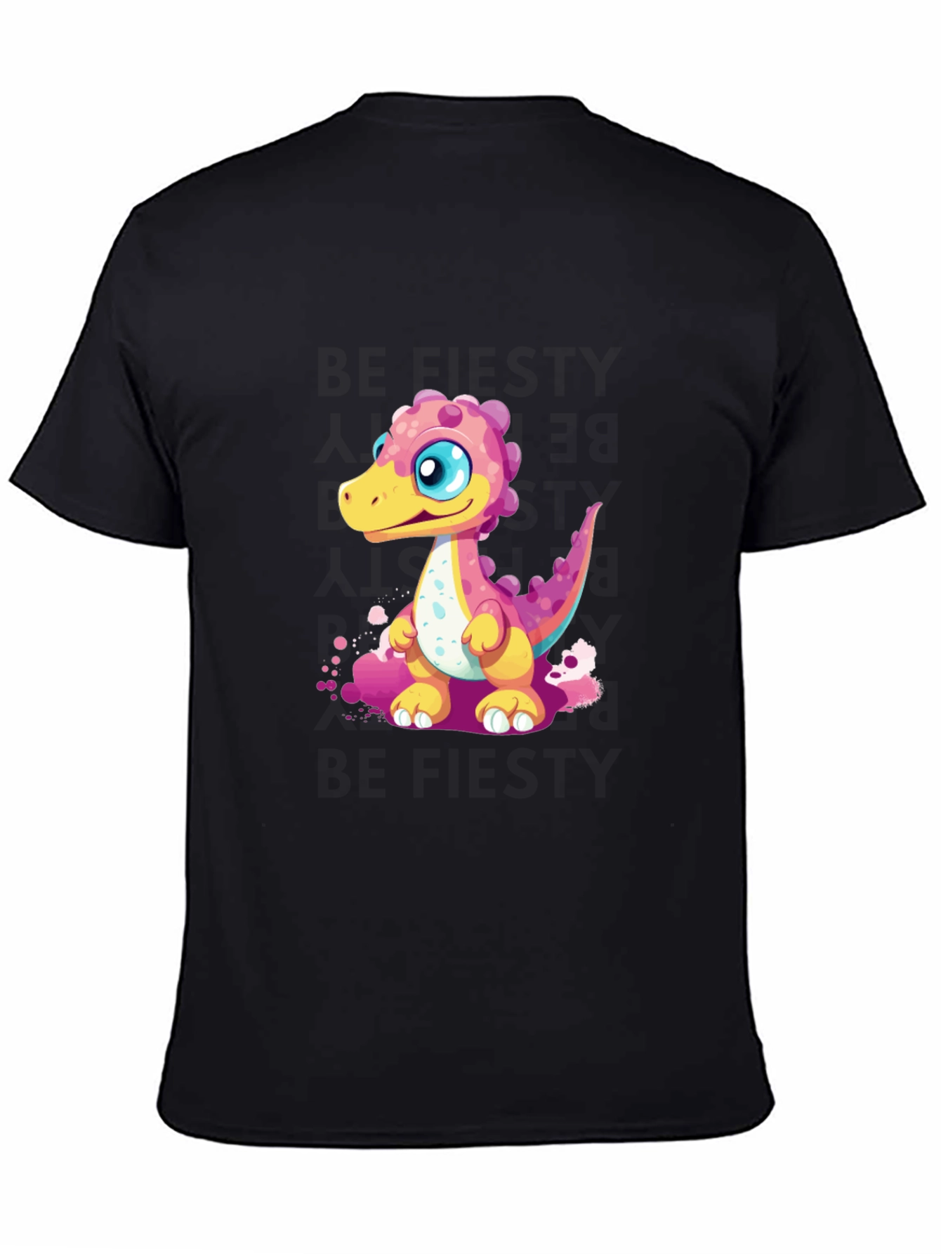 Black Cute Dino Graphic Tee - Black Unisex T-Shirt view 4