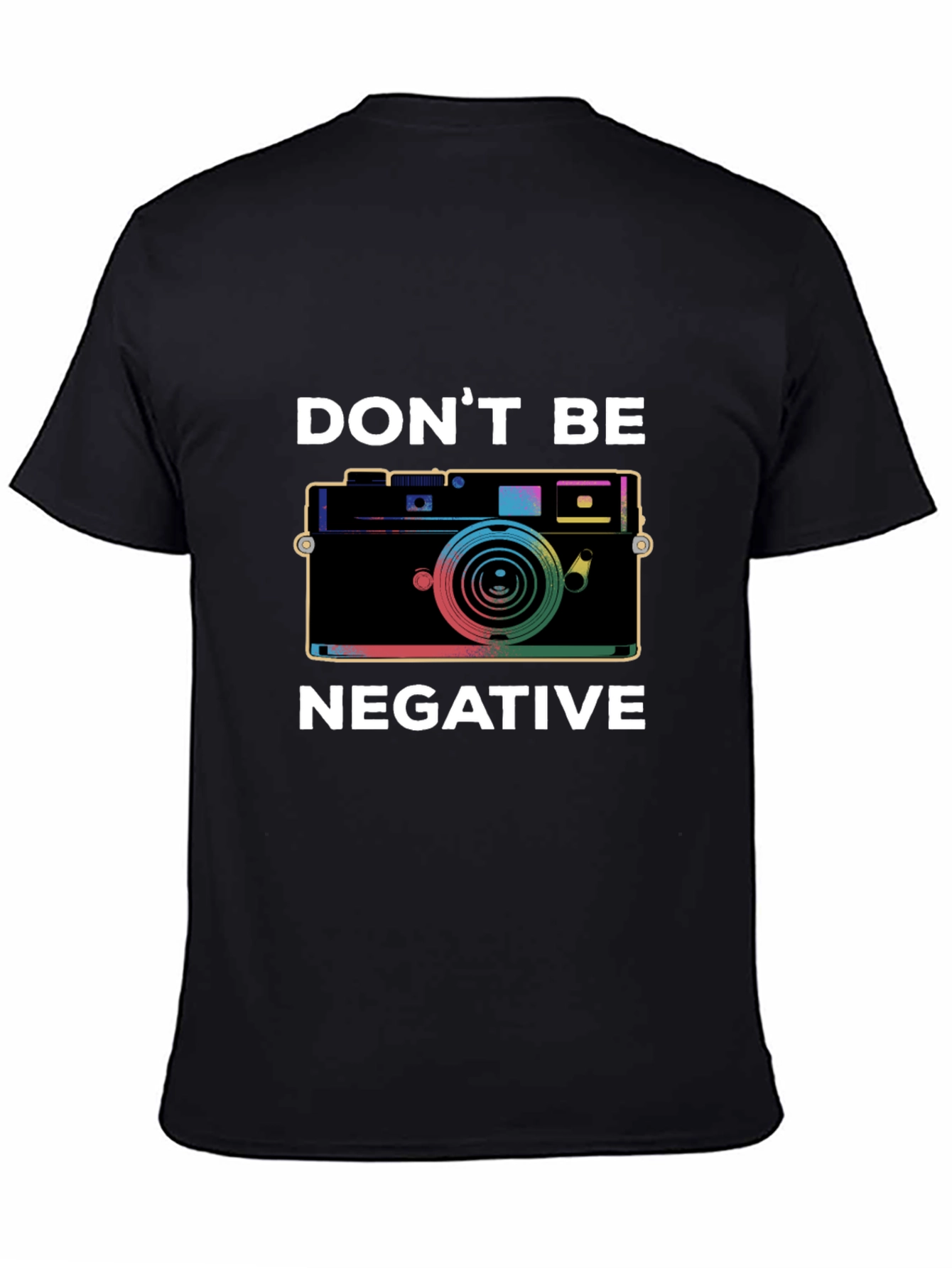 Black Don't Be Negative Camera Graphic T-Shirt view 4
