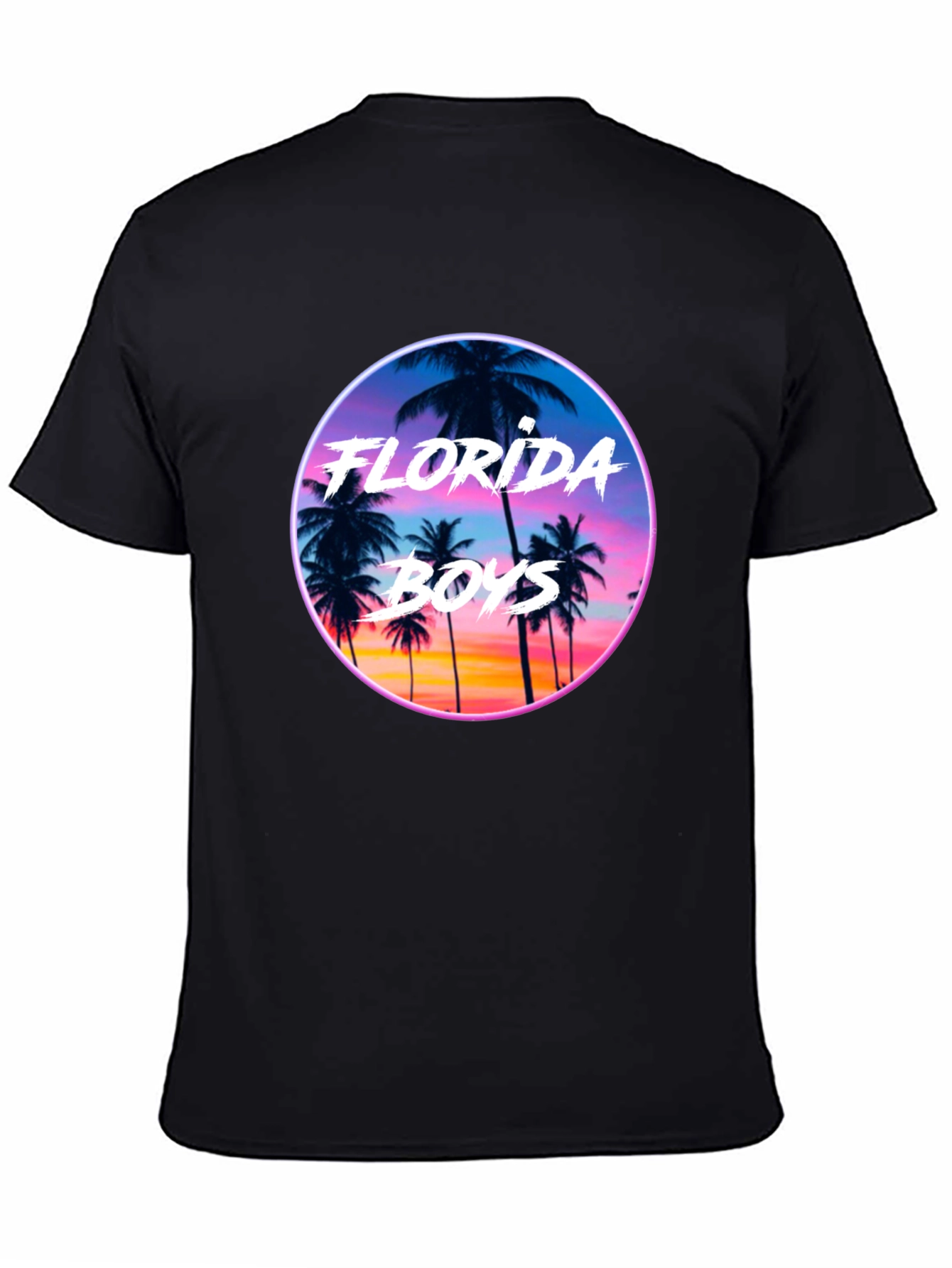 Black Florida Boys Sunset T-Shirt - Retro Palm Tree Tee view 4
