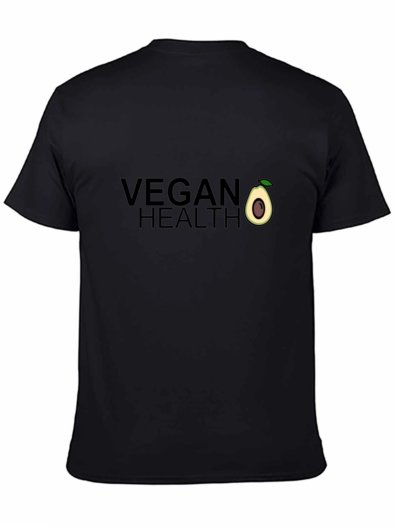 Black Vegan Health Graphic Black T-Shirt view 4