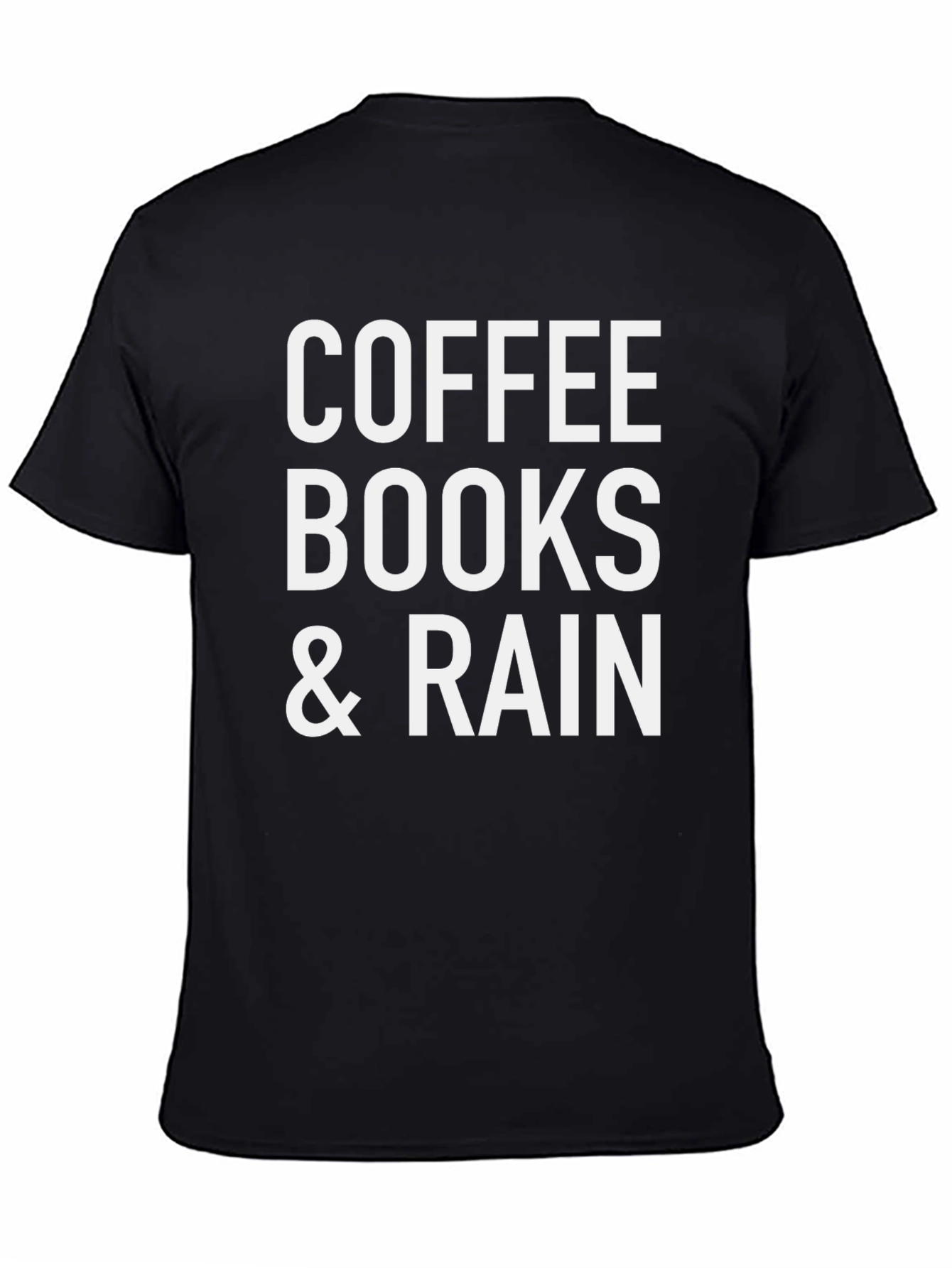 Black Coffee, Books & Rain T-Shirt - Black Cotton Blend view 4
