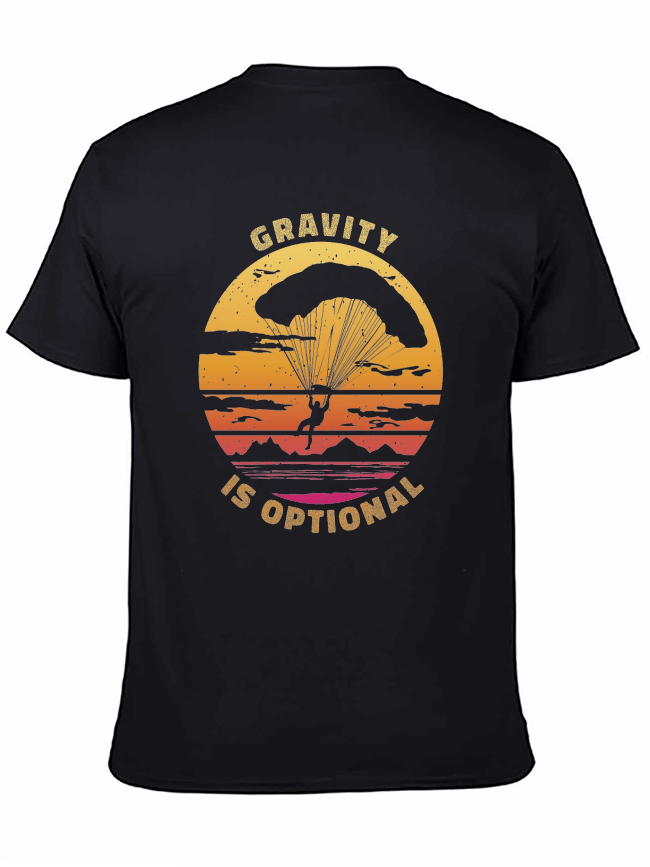 Black Gravity is Optional T-Shirt - Parachute Design view 4