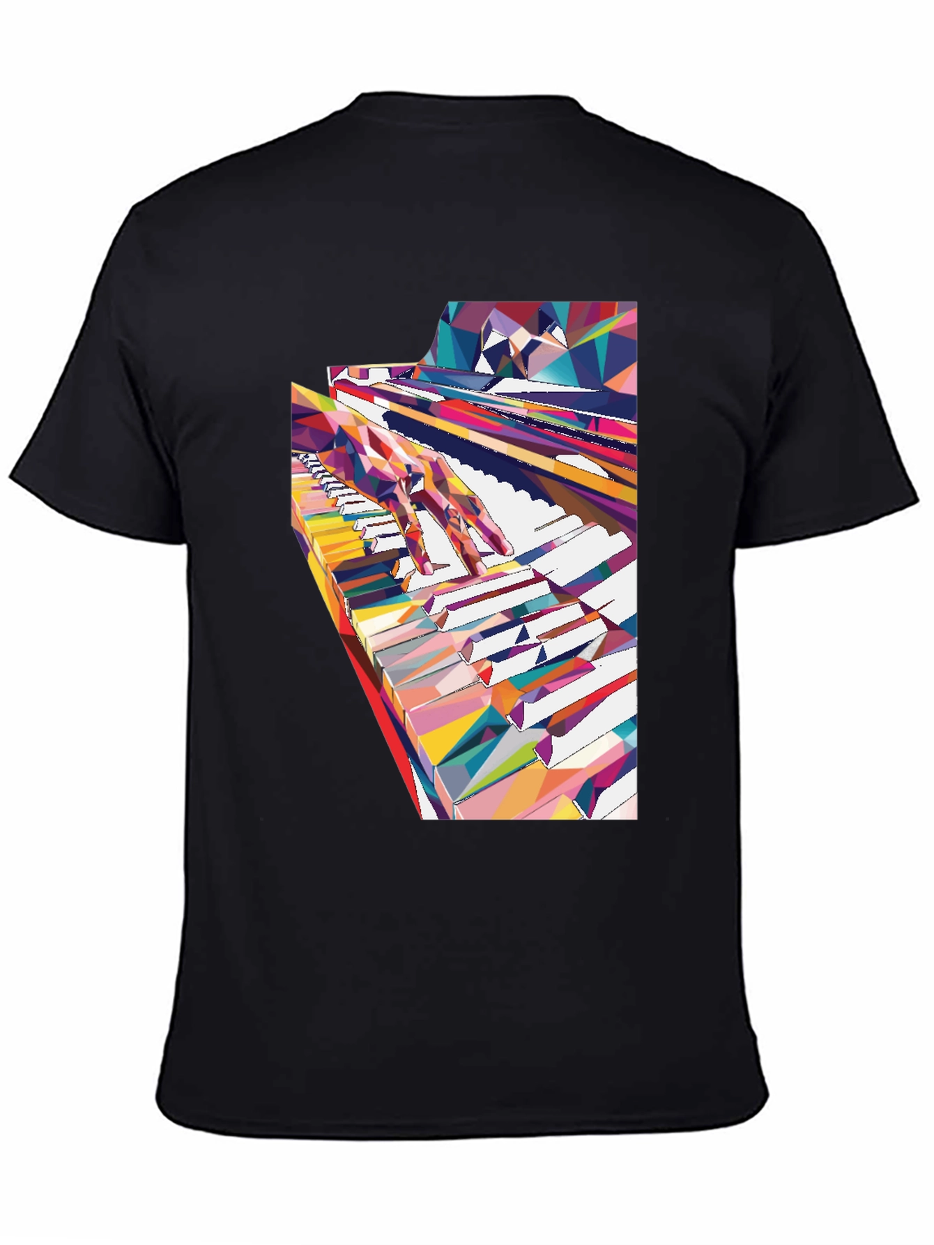 Black Abstract Piano Keys Graphic Tee - Music Lover Shirt view 4