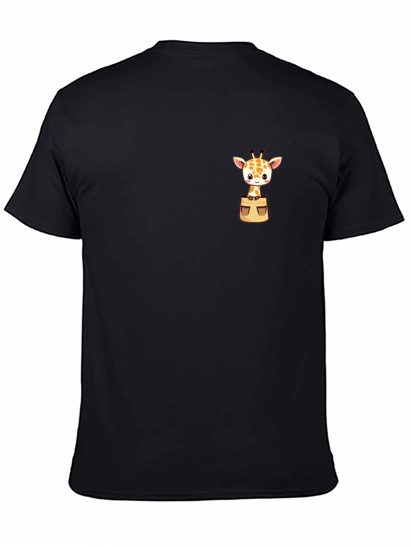 Black Giraffe Pocket T-Shirt - Cute Animal Tee view 4