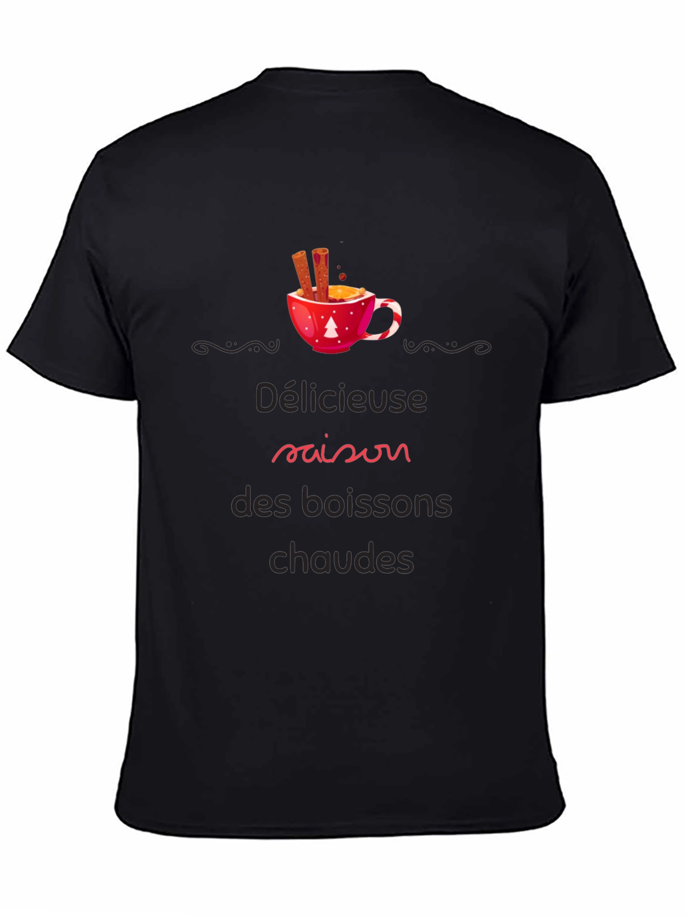 Black Festive Hot Drinks Season Black T-Shirt view 4