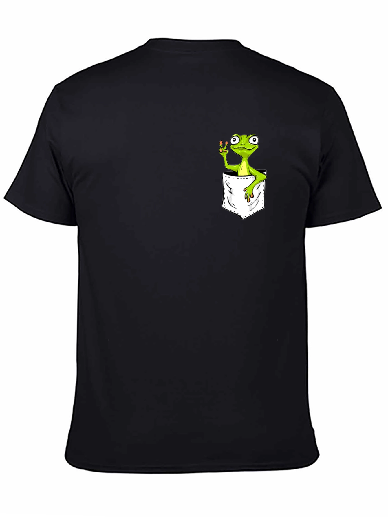 Black Frog in Pocket Peace Sign T-Shirt view 4