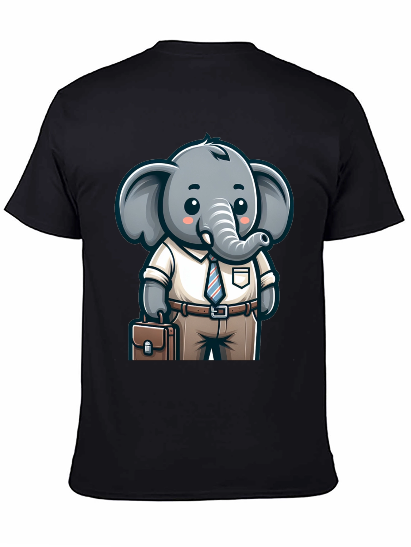 Black Cartoon Elephant Businessman Graphic Tee view 4