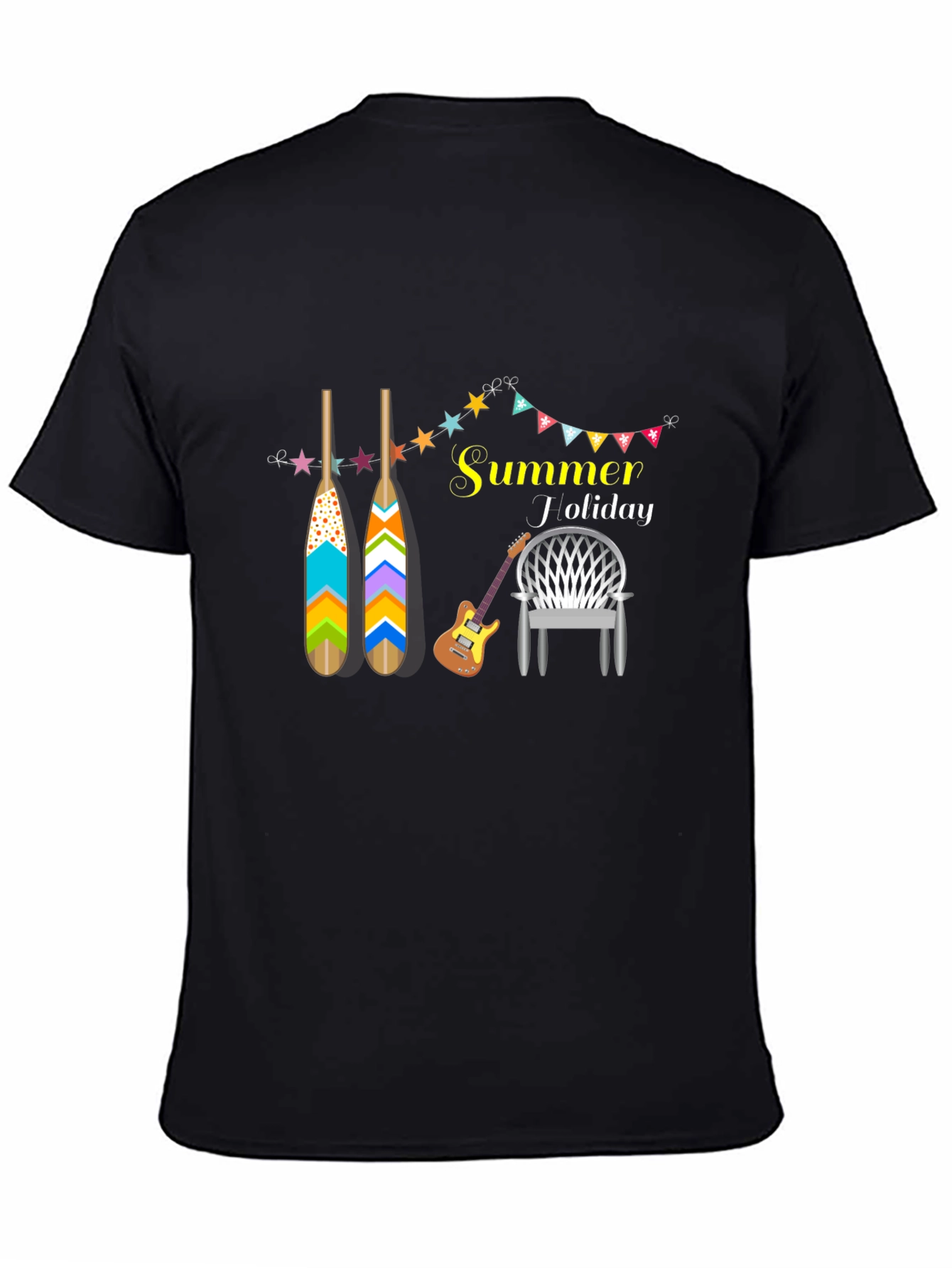 Black Summer Holiday Black T-Shirt with Graphic Design view 4
